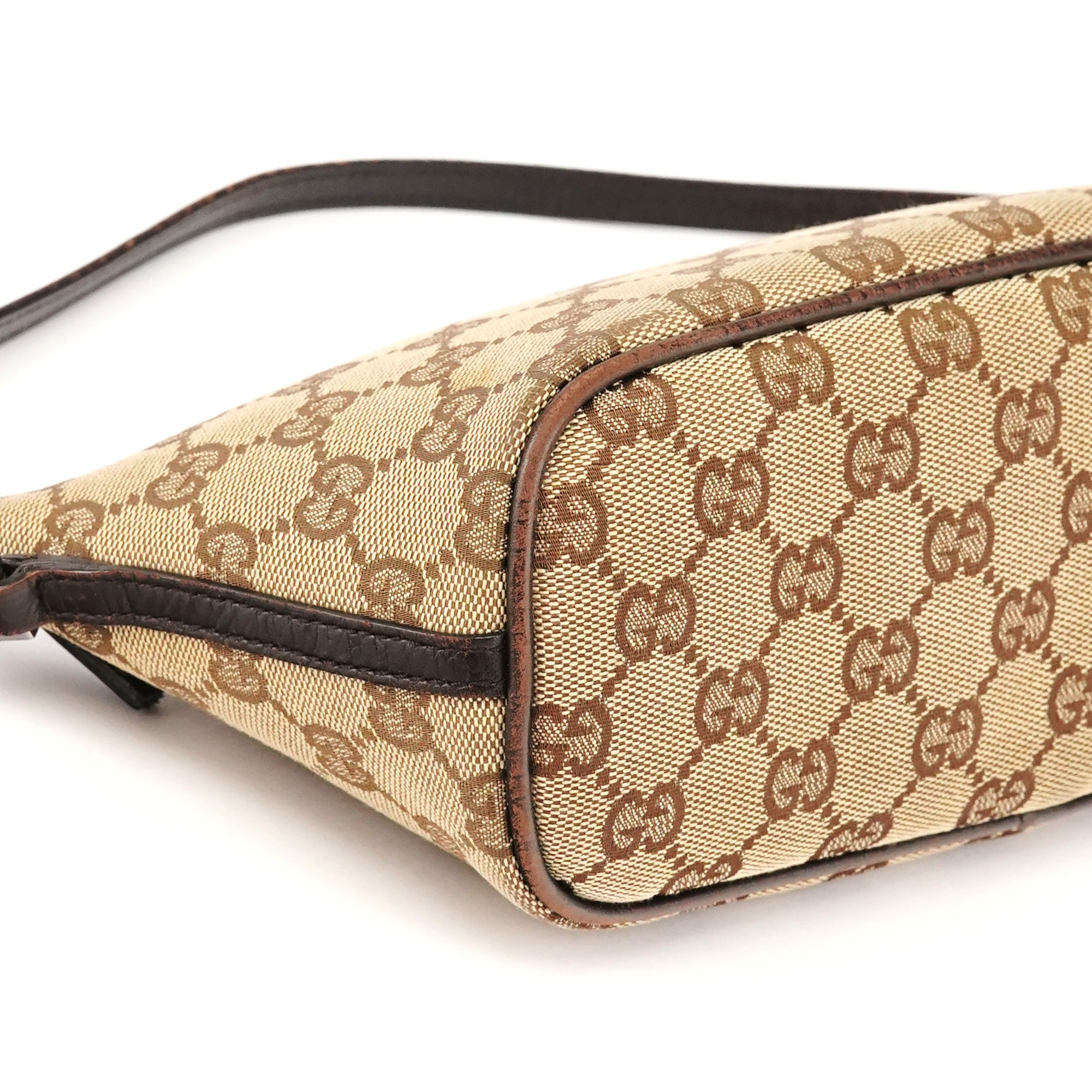Gucci 07198 Beige Brown GG Boat Pochette