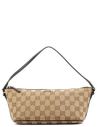 Gucci 07198 Beige Brown GG Boat Pochette