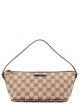 Gucci 07198 Beige Brown GG Boat Pochette