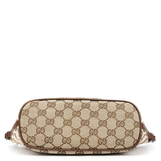 Gucci 07198 Beige Brown GG Boat Pochette