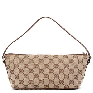 Gucci 07198 Beige Brown GG Boat Pochette