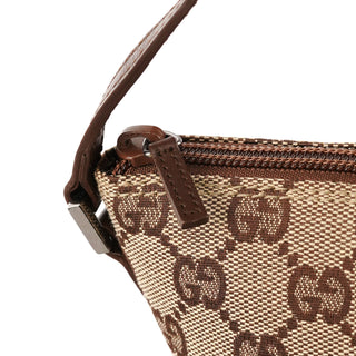 Gucci 07198 Beige Brown GG Boat Pochette