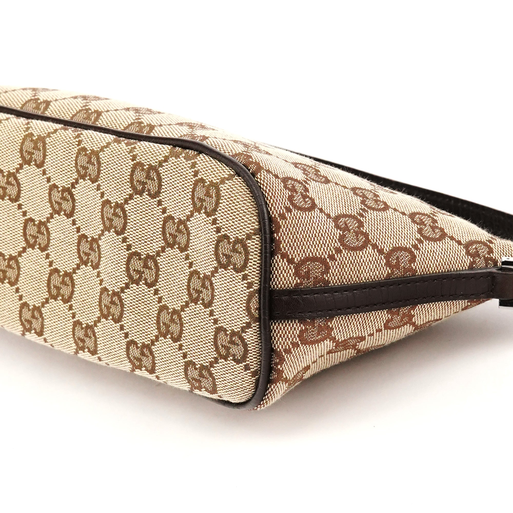 Gucci 07198 Beige Brown GG Boat Pochette