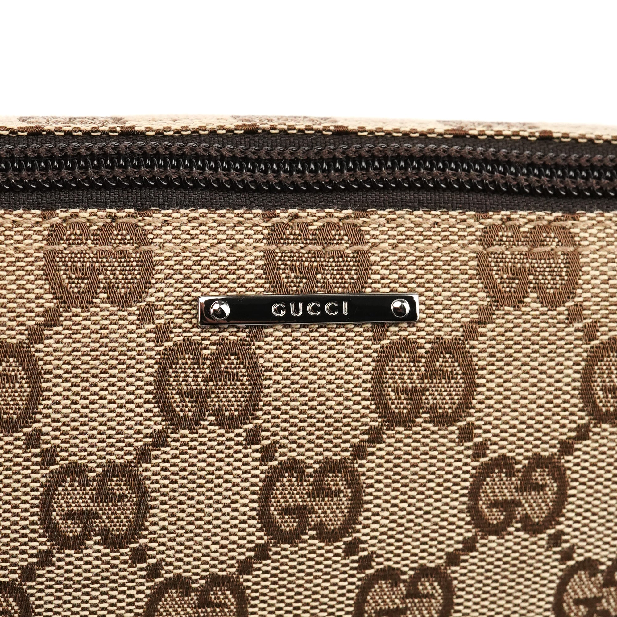 Gucci 07198 Beige Brown GG Boat Pochette
