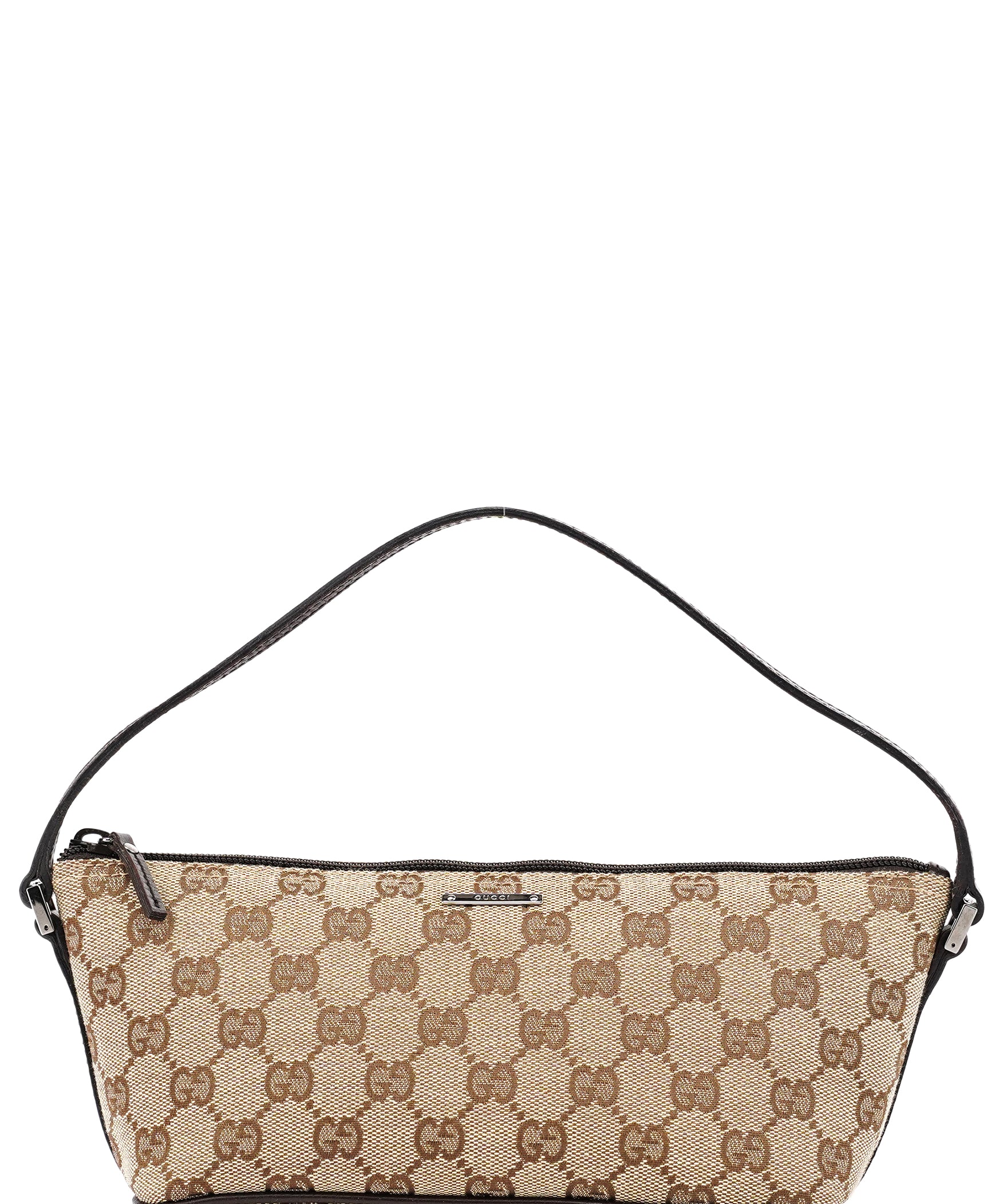 Gucci 07198 Beige Brown GG Boat Pochette