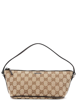 Gucci 07198 Beige Brown GG Boat Pochette
