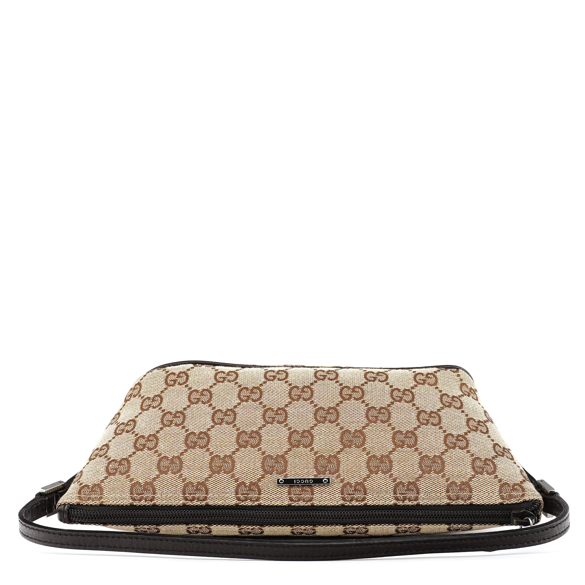 Gucci 07198 Beige Brown GG Boat Pochette