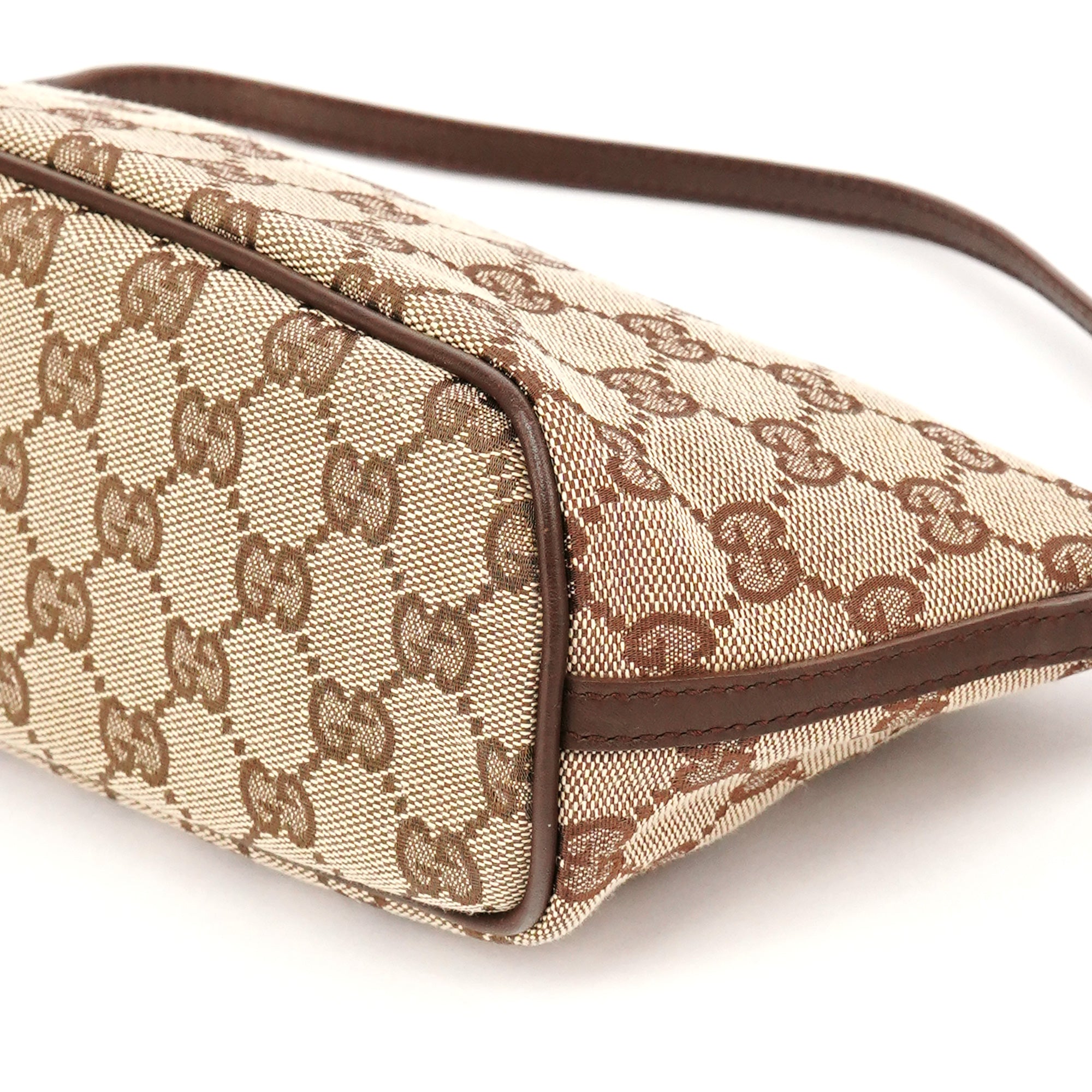 Gucci 07198 Beige Brown GG Boat Pochette