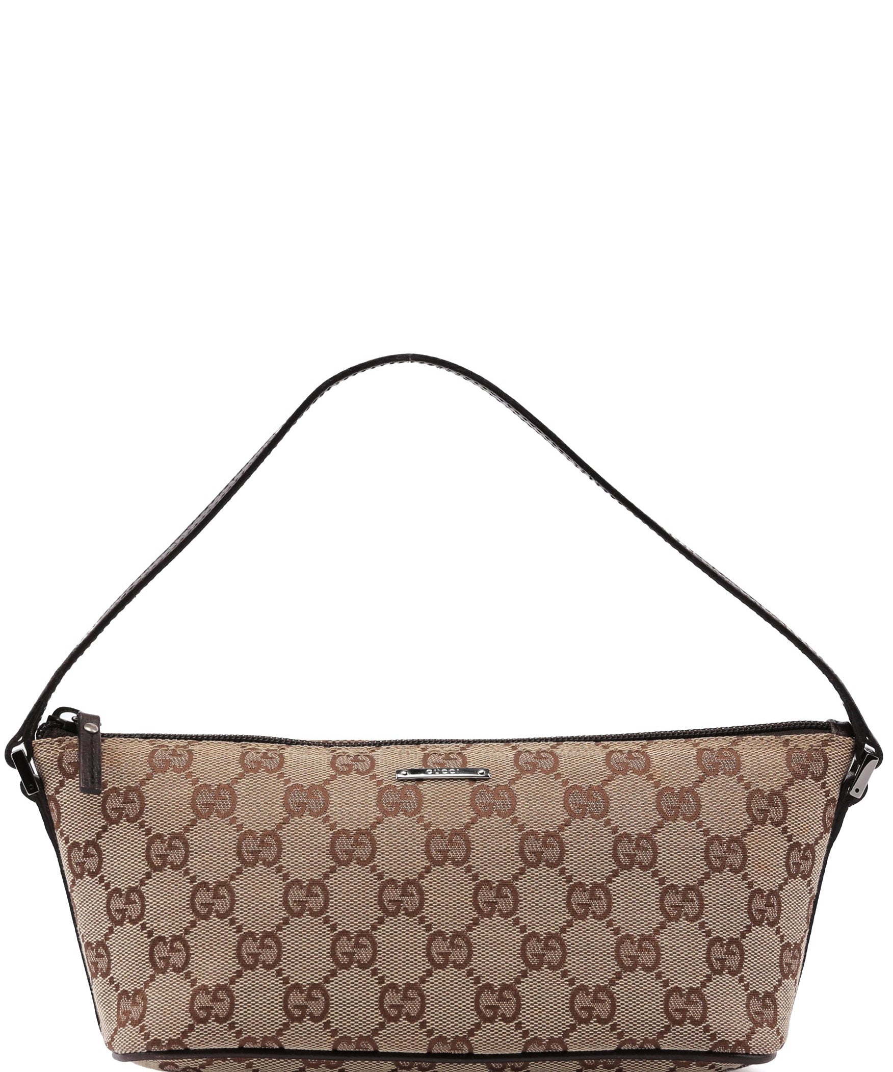 Gucci 07198 Beige Brown GG Boat Pochette
