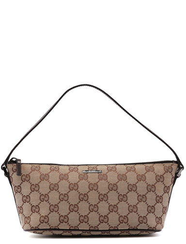 Gucci 07198 Beige Brown GG Boat Pochette