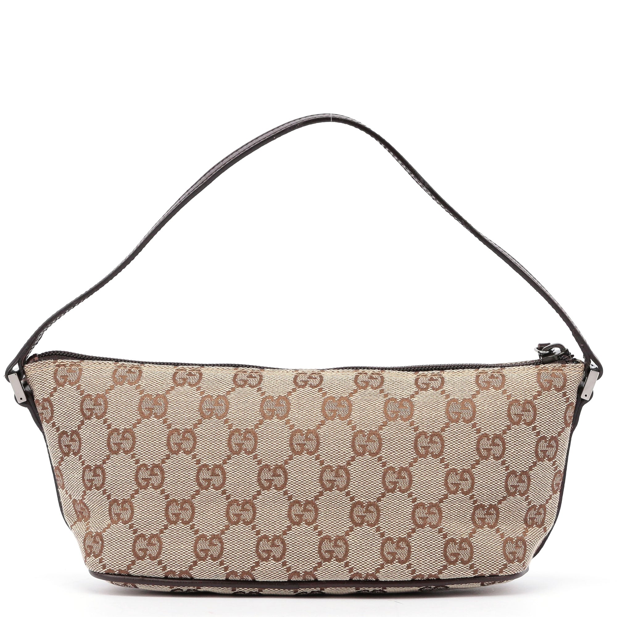 Gucci 07198 GG Boat Pochette in tela beige e marrone