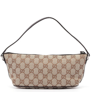 Gucci 07198 Beige Brown GG Boat Pochette