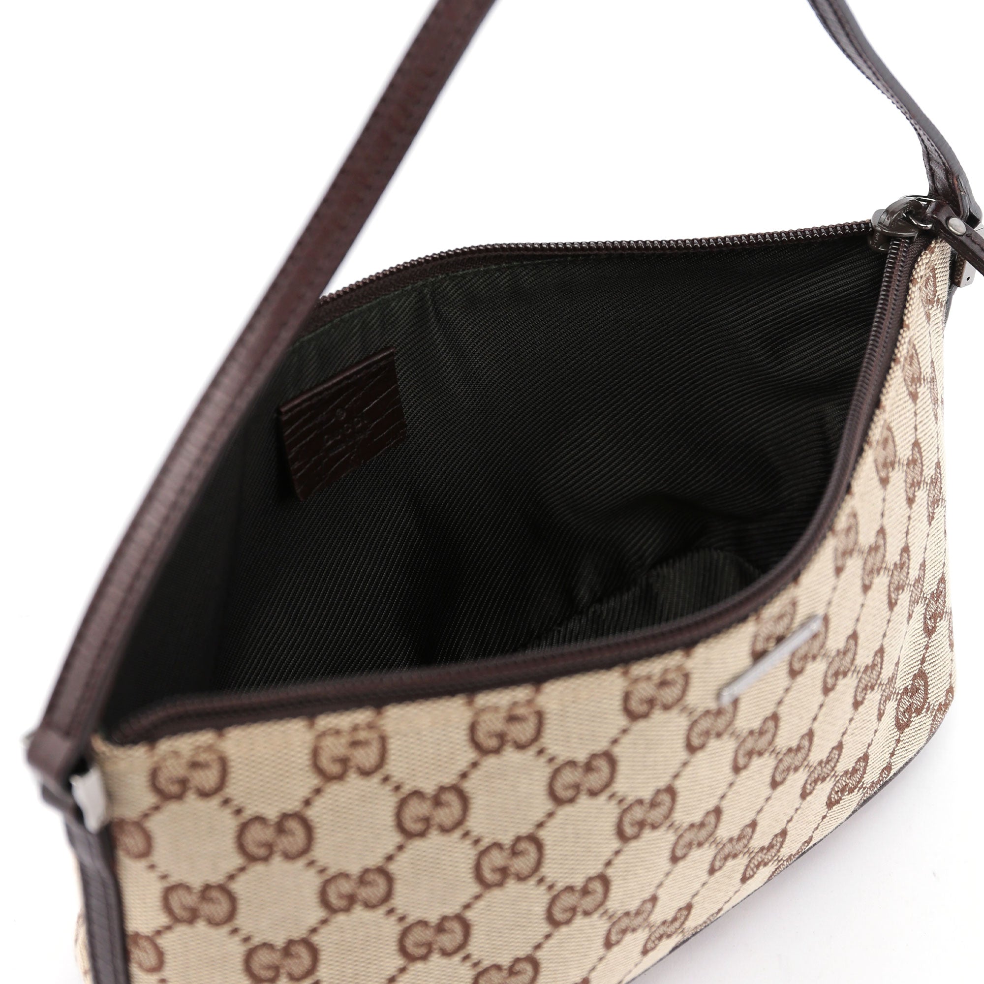 Gucci 07198 GG Boat Pochette in tela beige e marrone