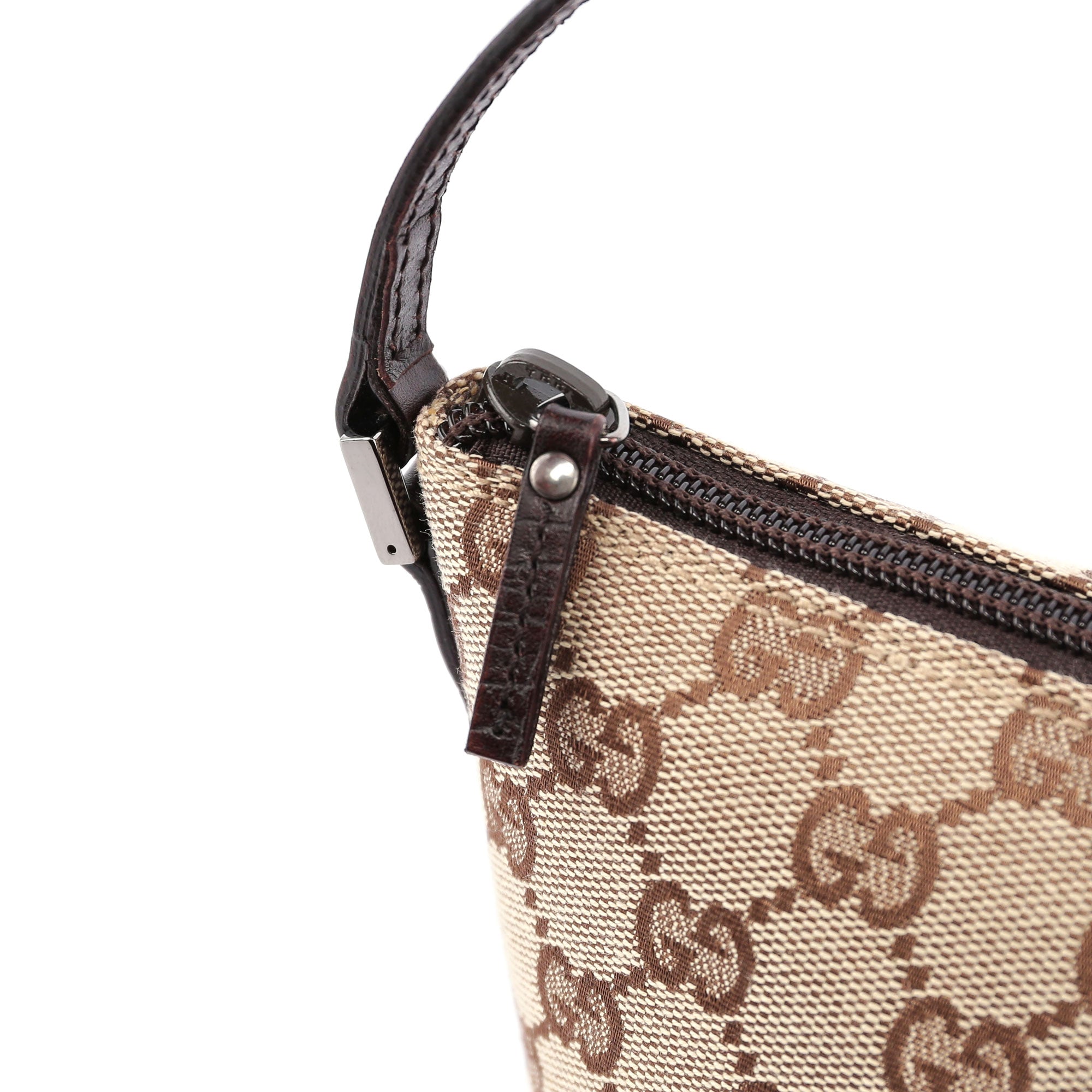 Gucci 07198 GG Boat Pochette in tela beige e marrone