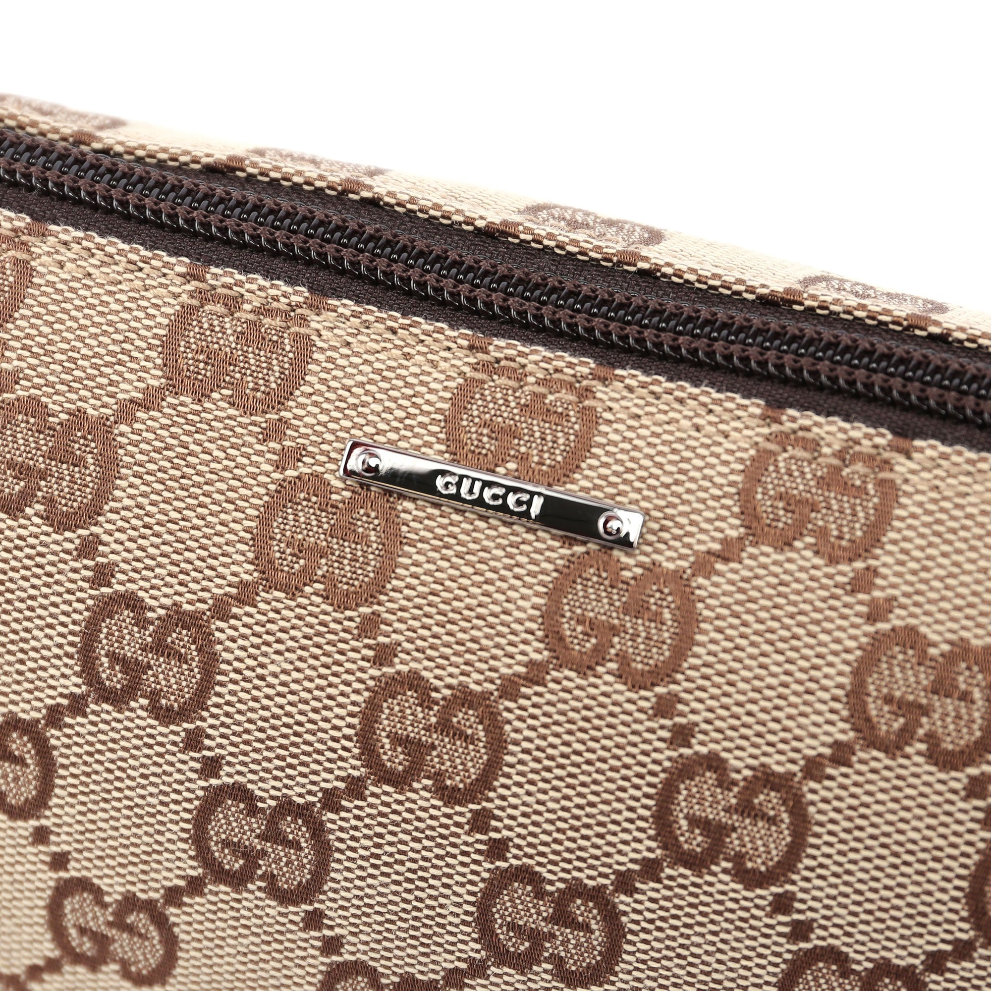 Gucci 07198 GG Boat Pochette in tela beige e marrone