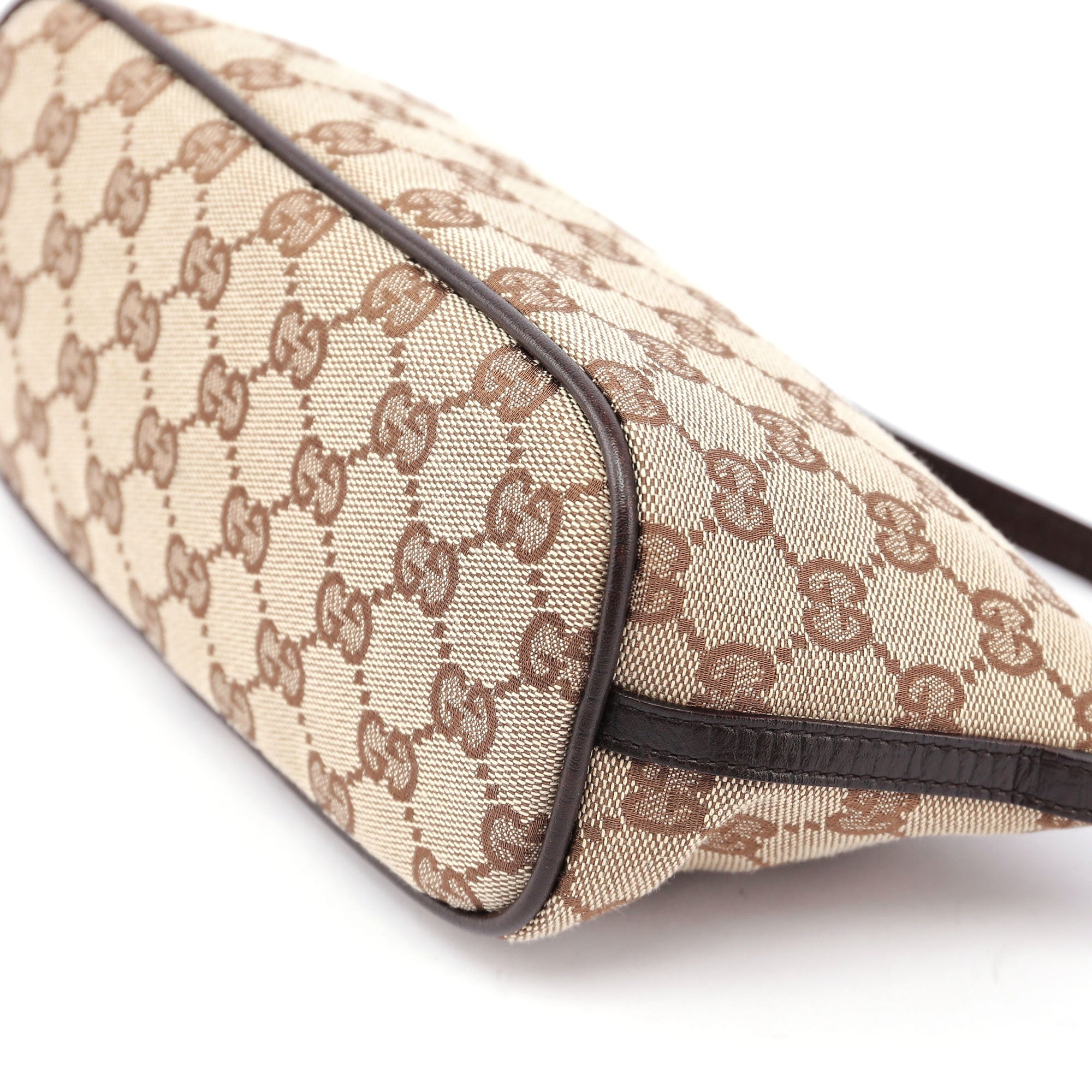Gucci 07198 GG Boat Pochette in tela beige e marrone