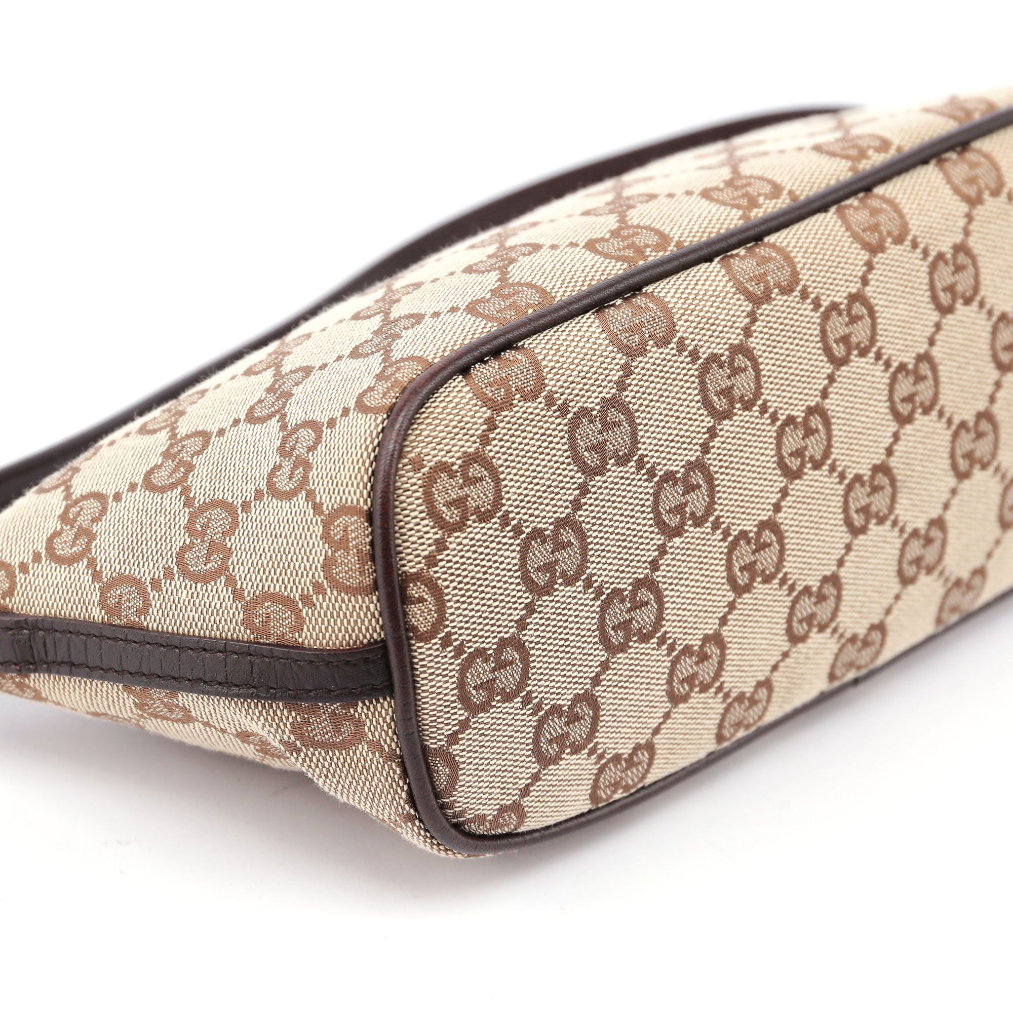 Gucci 07198 GG Boat Pochette in tela beige e marrone