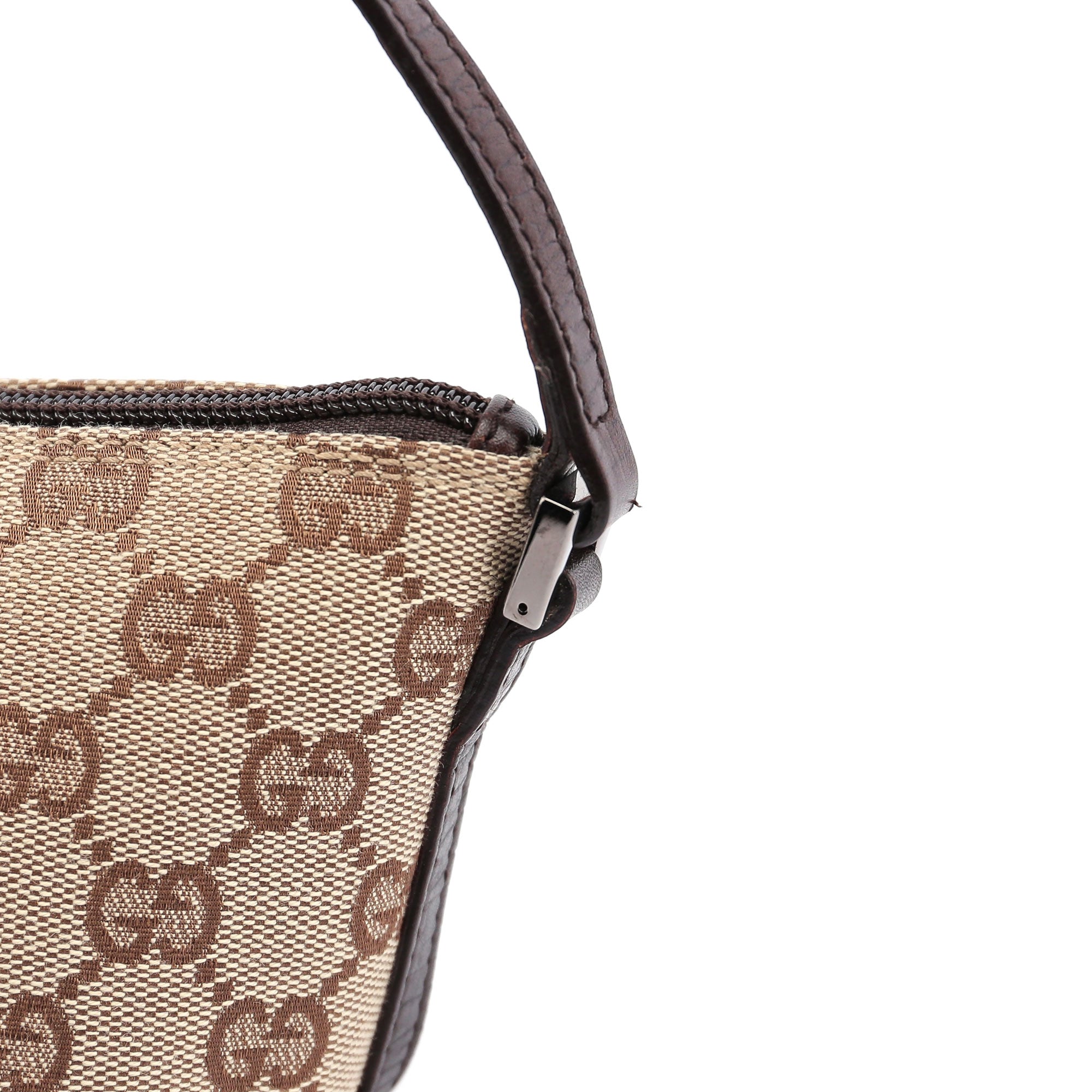 Gucci 07198 GG Boat Pochette in tela beige e marrone