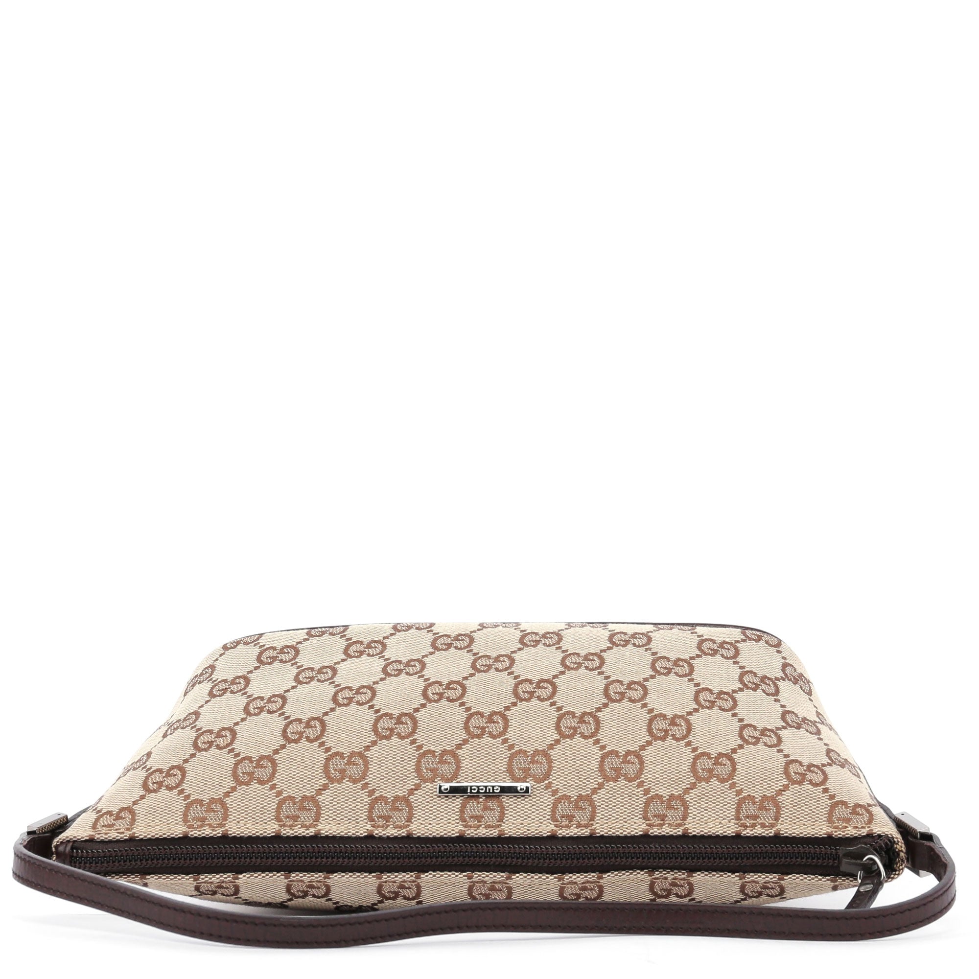 Gucci 07198 GG Boat Pochette in tela beige e marrone