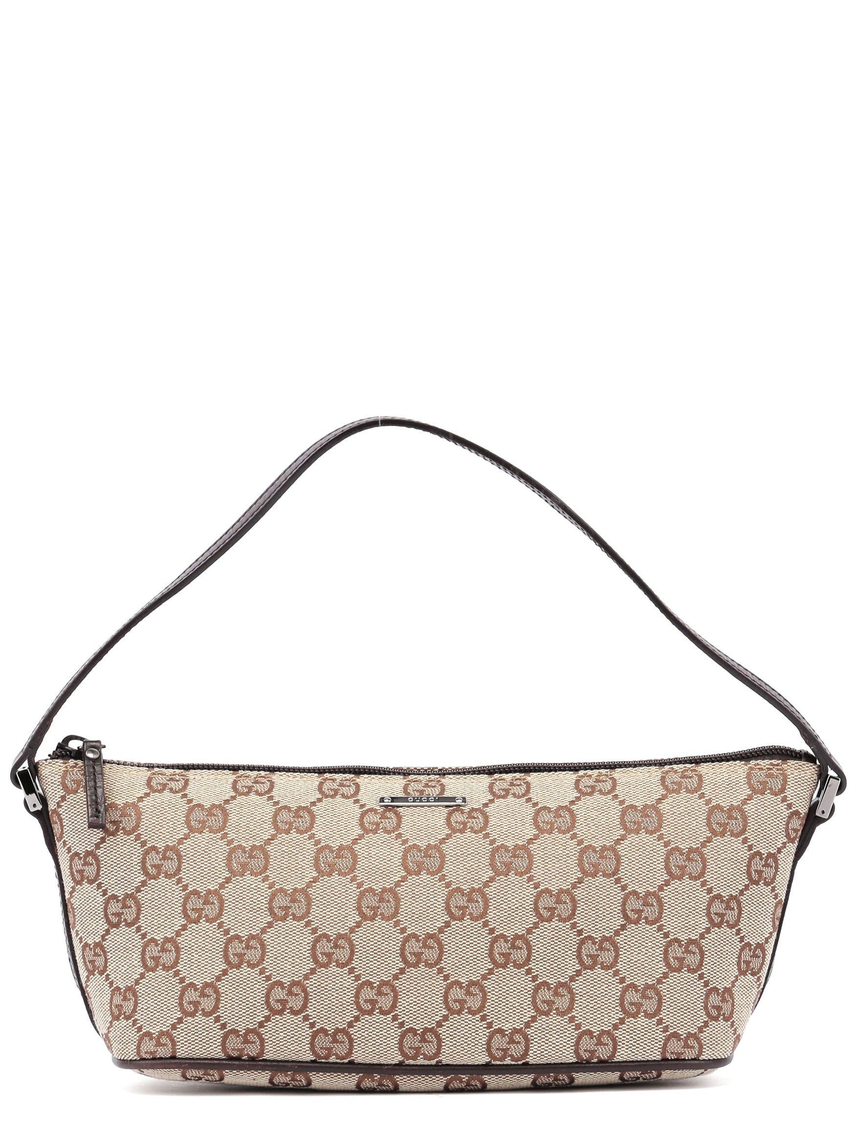 Gucci 07198 GG Boat Pochette in tela beige e marrone