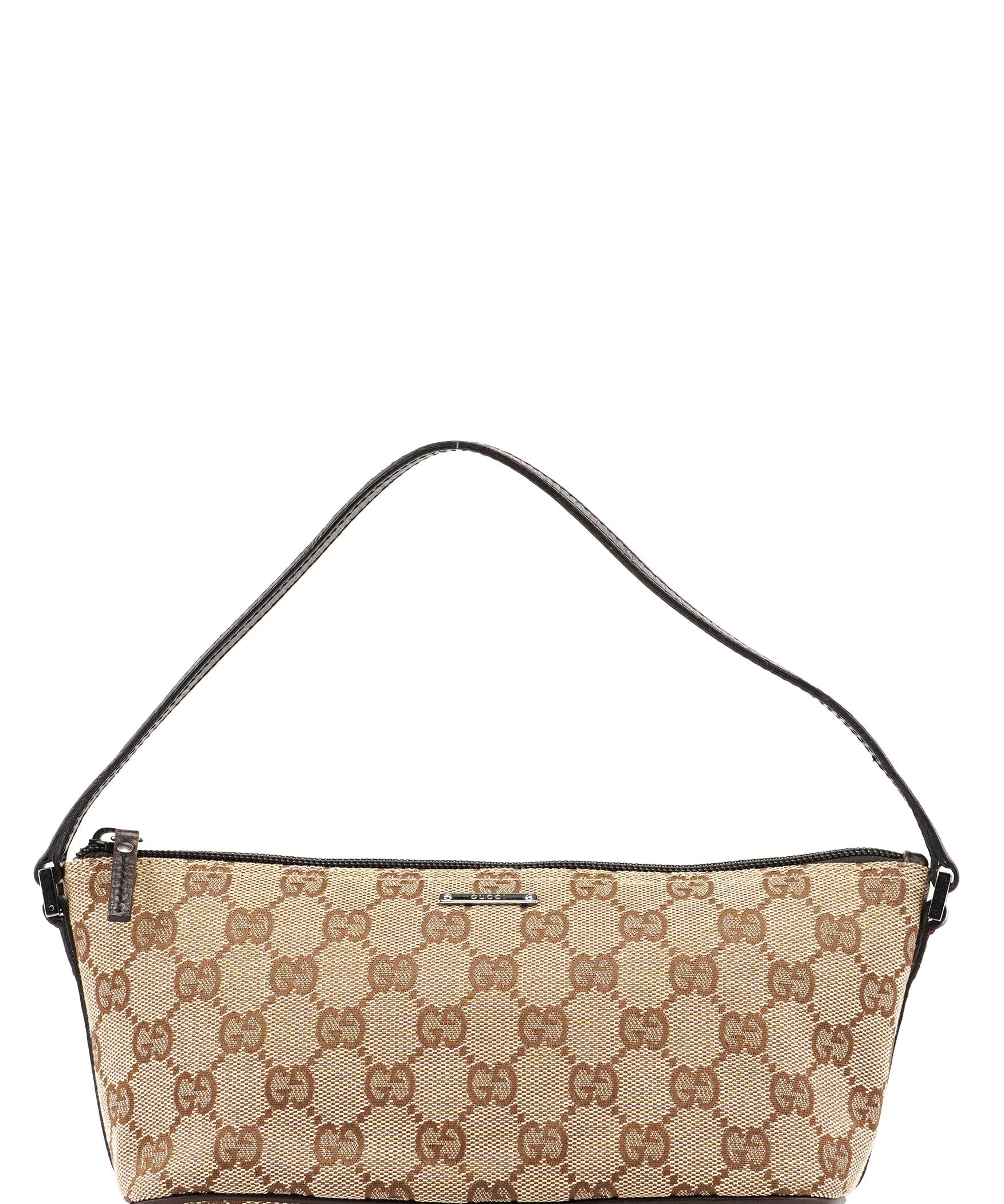 Gucci 07198 Beige Brown GG Boat Pochette