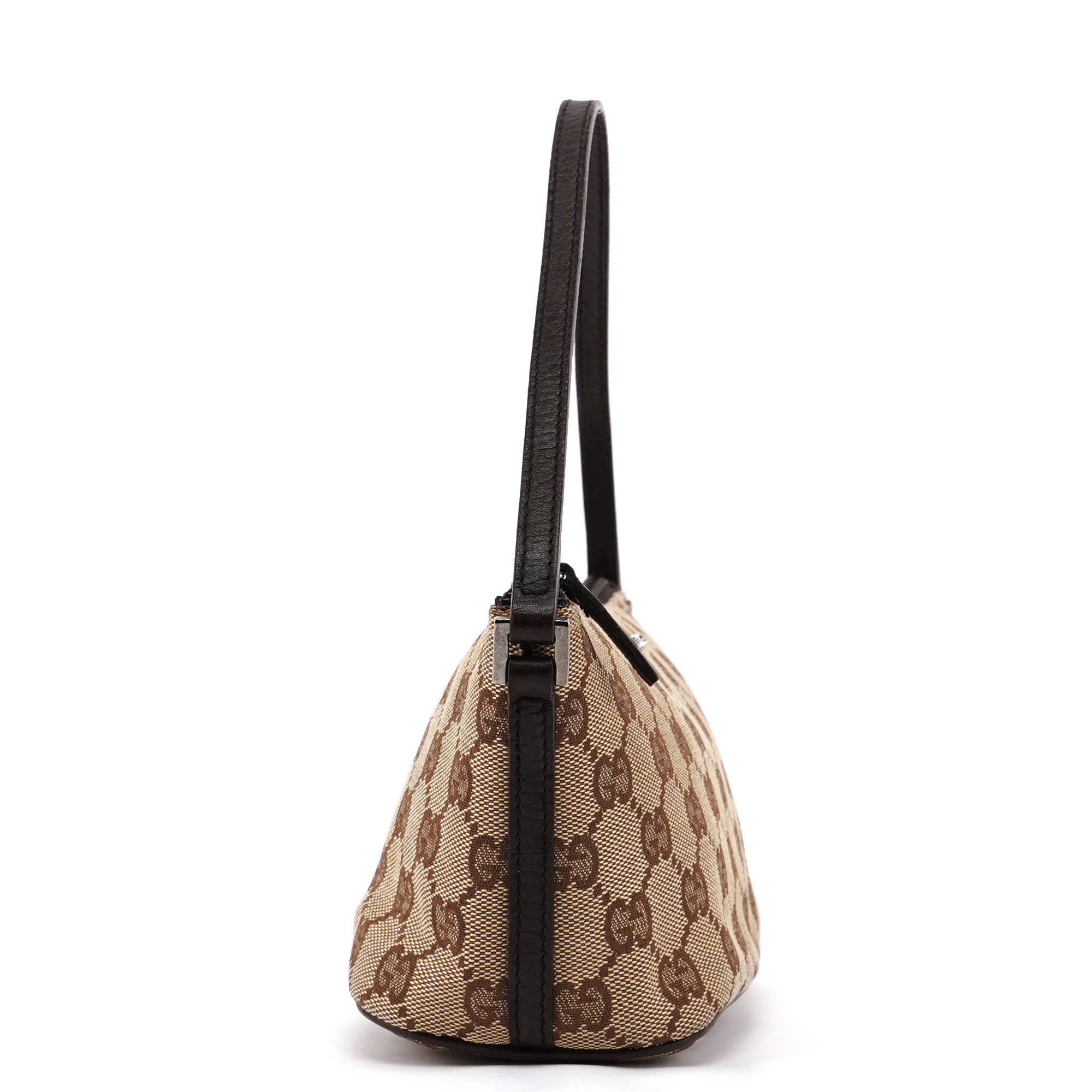 Gucci 07198 Beige Brown GG Boat Pochette