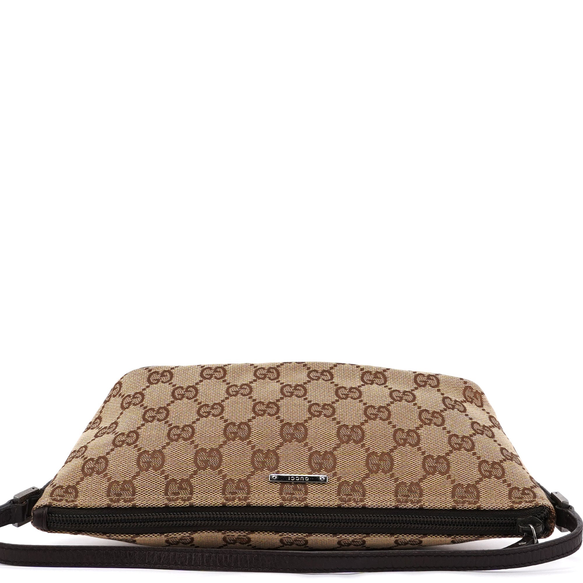 Gucci 07198 Beige Brown GG Boat Pochette