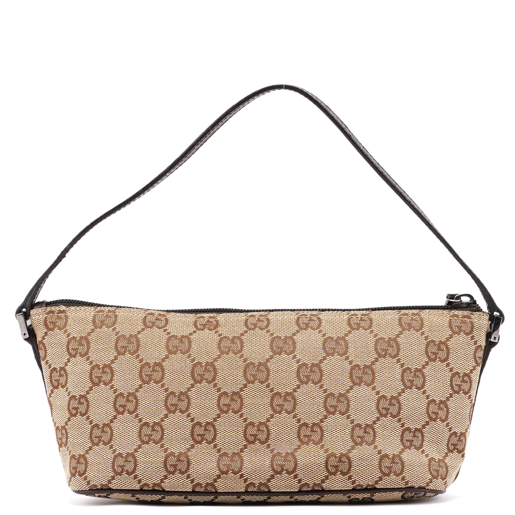 Gucci 07198 Beige Brown GG Boat Pochette