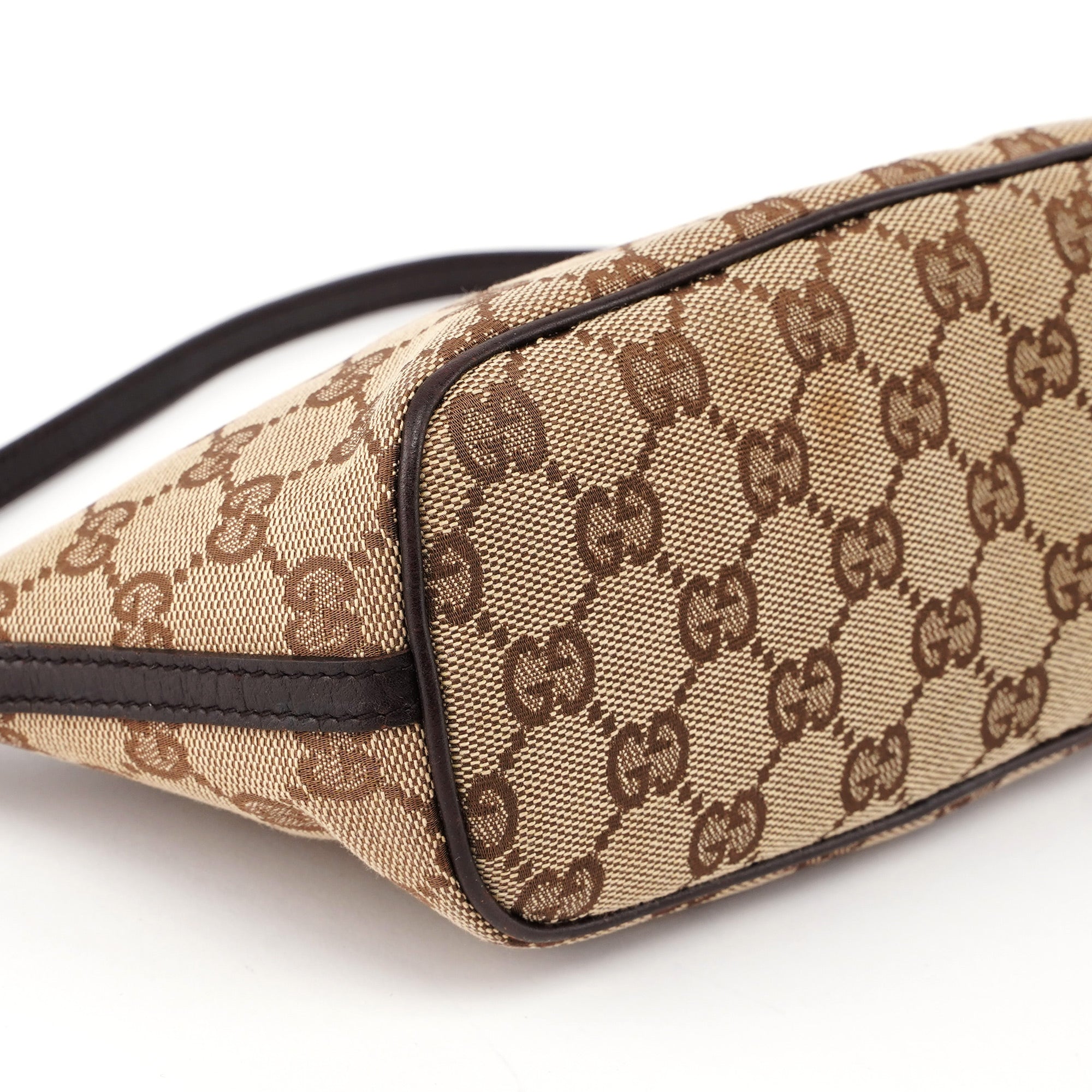 Gucci 07198 Beige Brown GG Boat Pochette