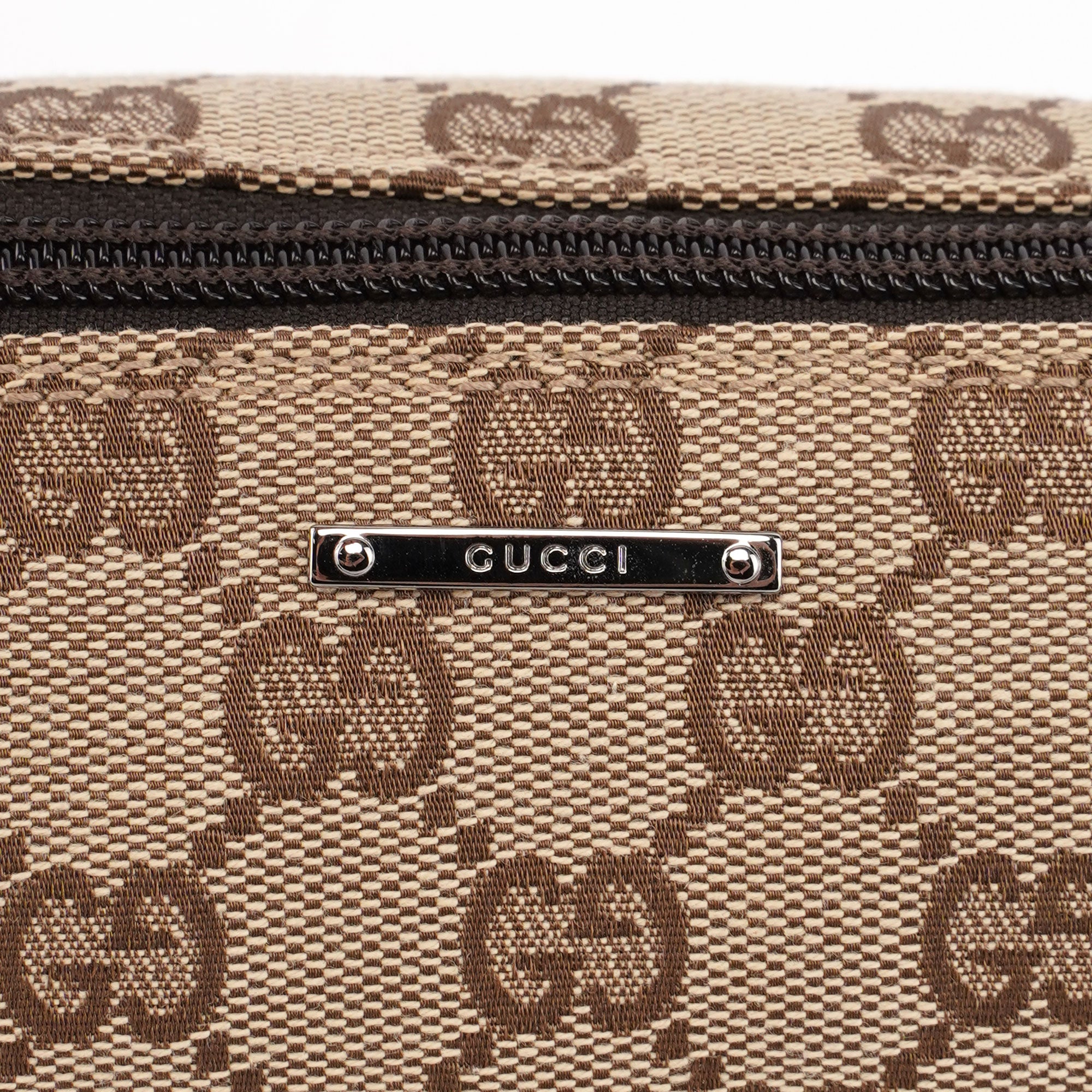 Gucci 07198 Beige Brown GG Boat Pochette