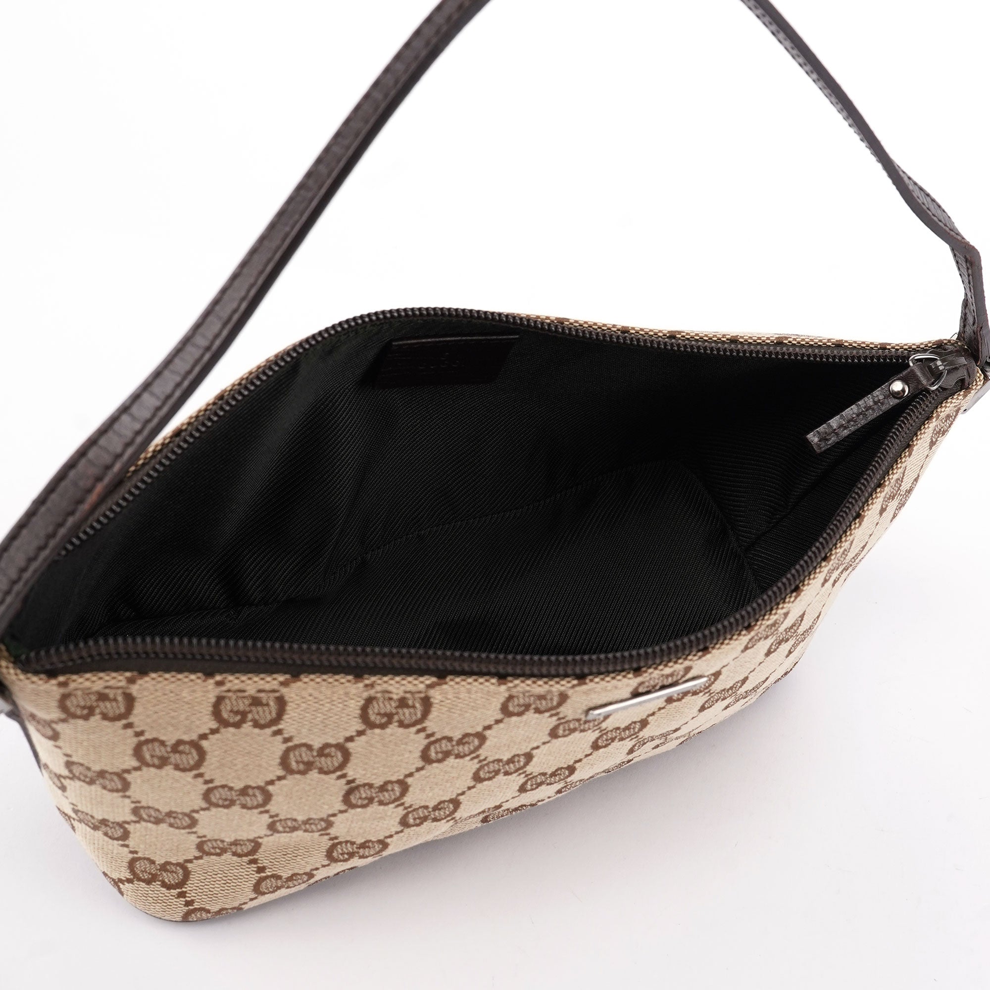 Gucci 07198 Beige Brown GG Boat Pochette