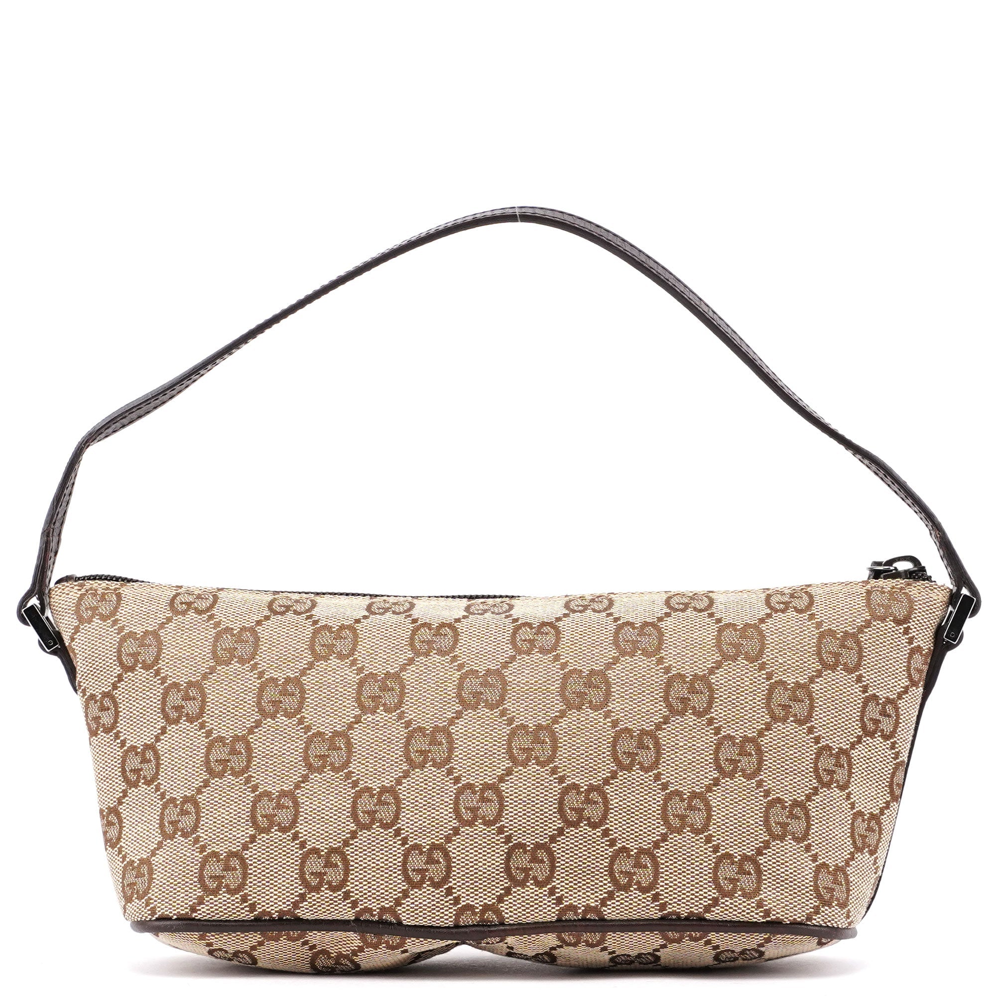 Gucci 07198 Beige Brown GG Boat Pochette