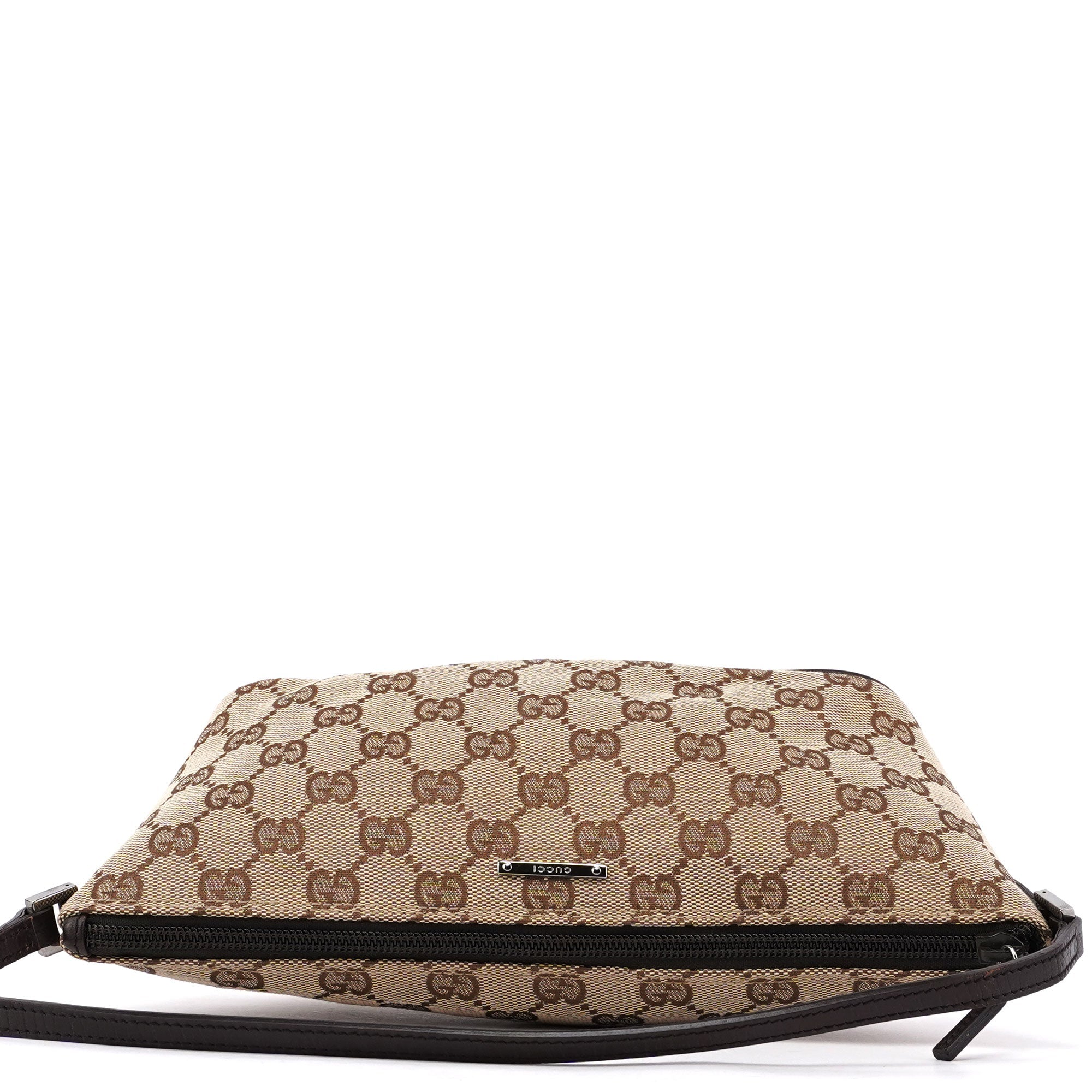 Gucci 07198 Beige Brown GG Boat Pochette