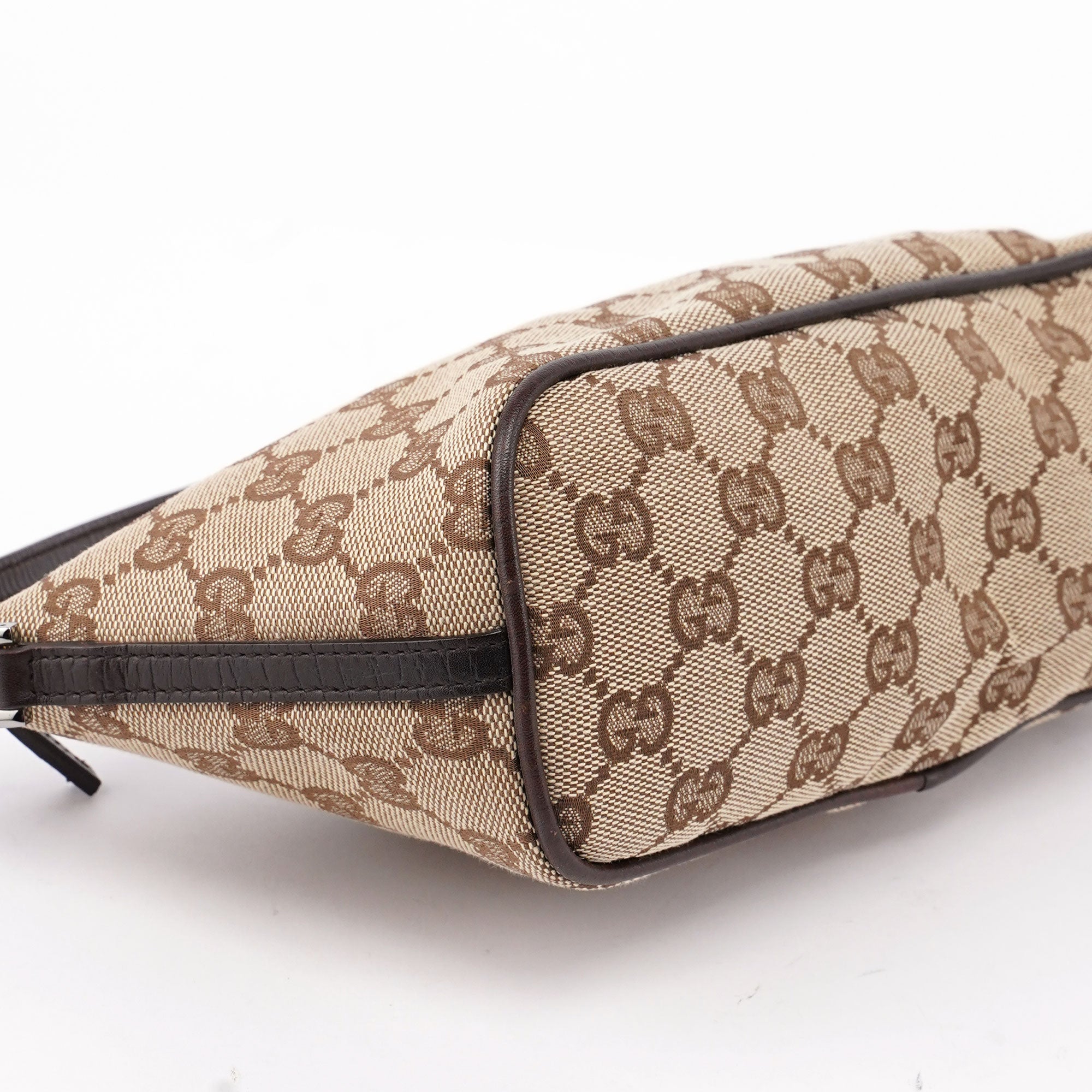 Gucci 07198 Beige Brown GG Boat Pochette