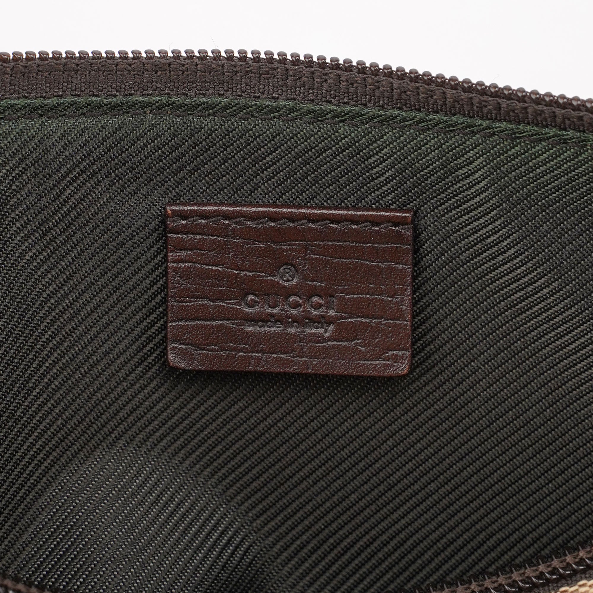 Gucci 07198 Beige Brown GG Boat Pochette