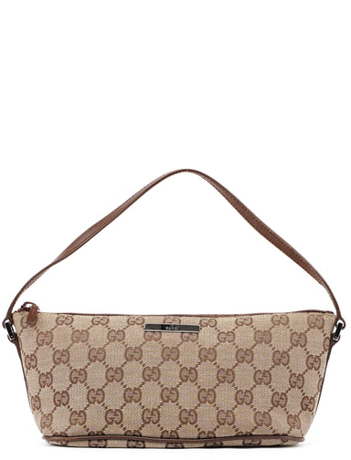 Gucci 07198 Beige Brown GG Boat Pochette