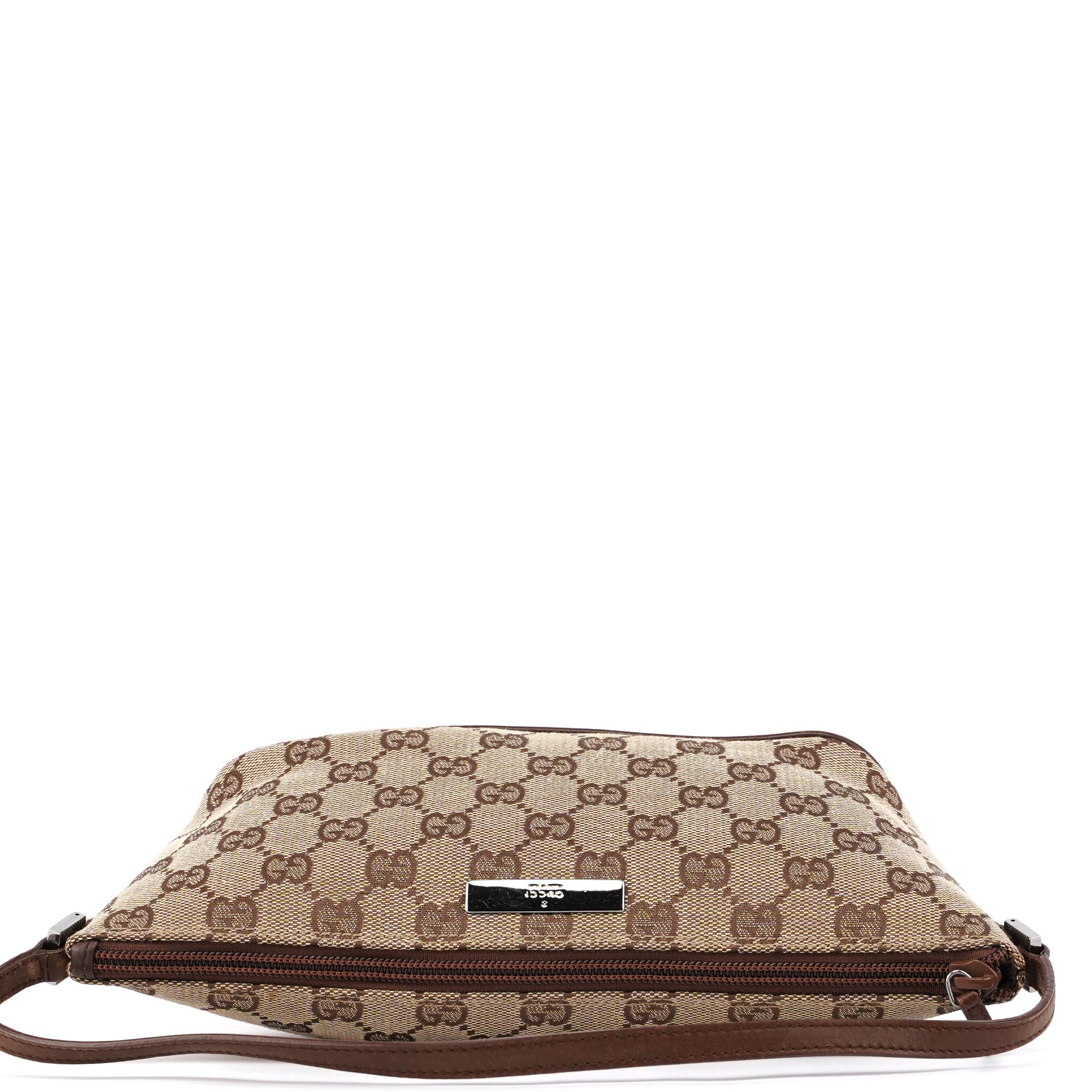 Gucci 07198 Beige Brown GG Boat Pochette