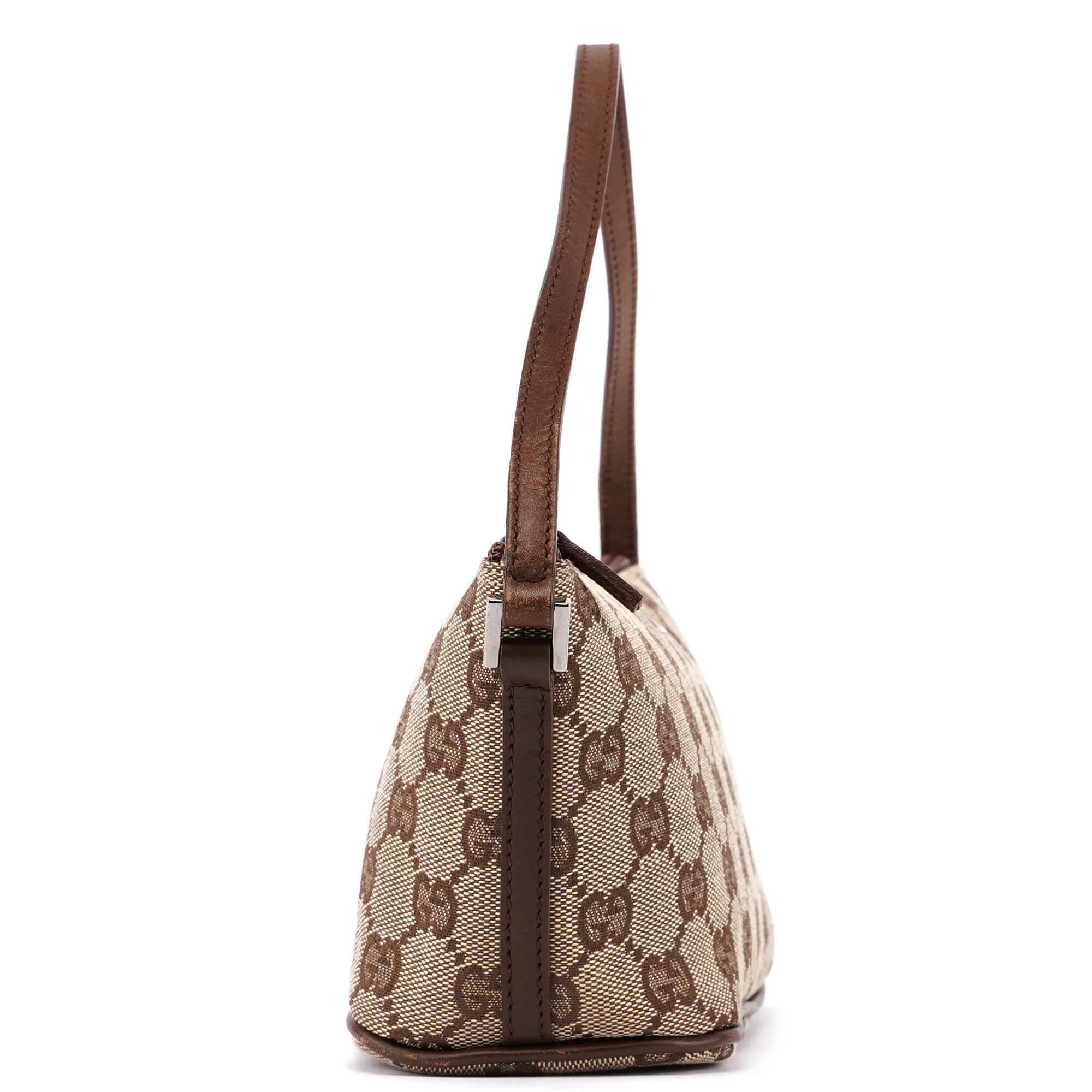 Gucci 07198 Beige Brown GG Boat Pochette