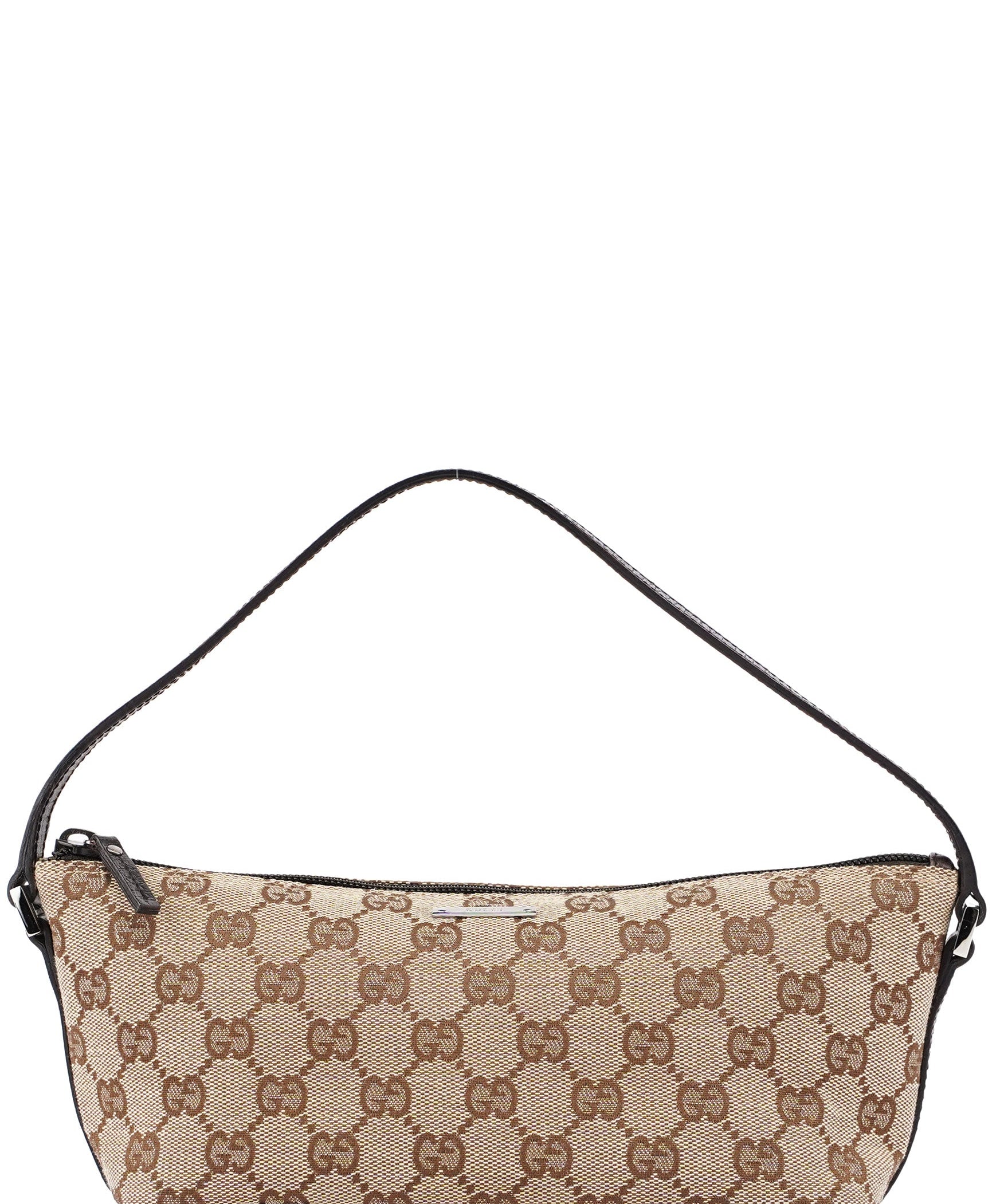 Gucci 07198 Beige Brown GG Boat Pochette
