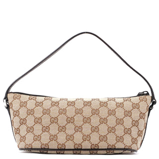 Gucci 07198 Beige Brown GG Boat Pochette