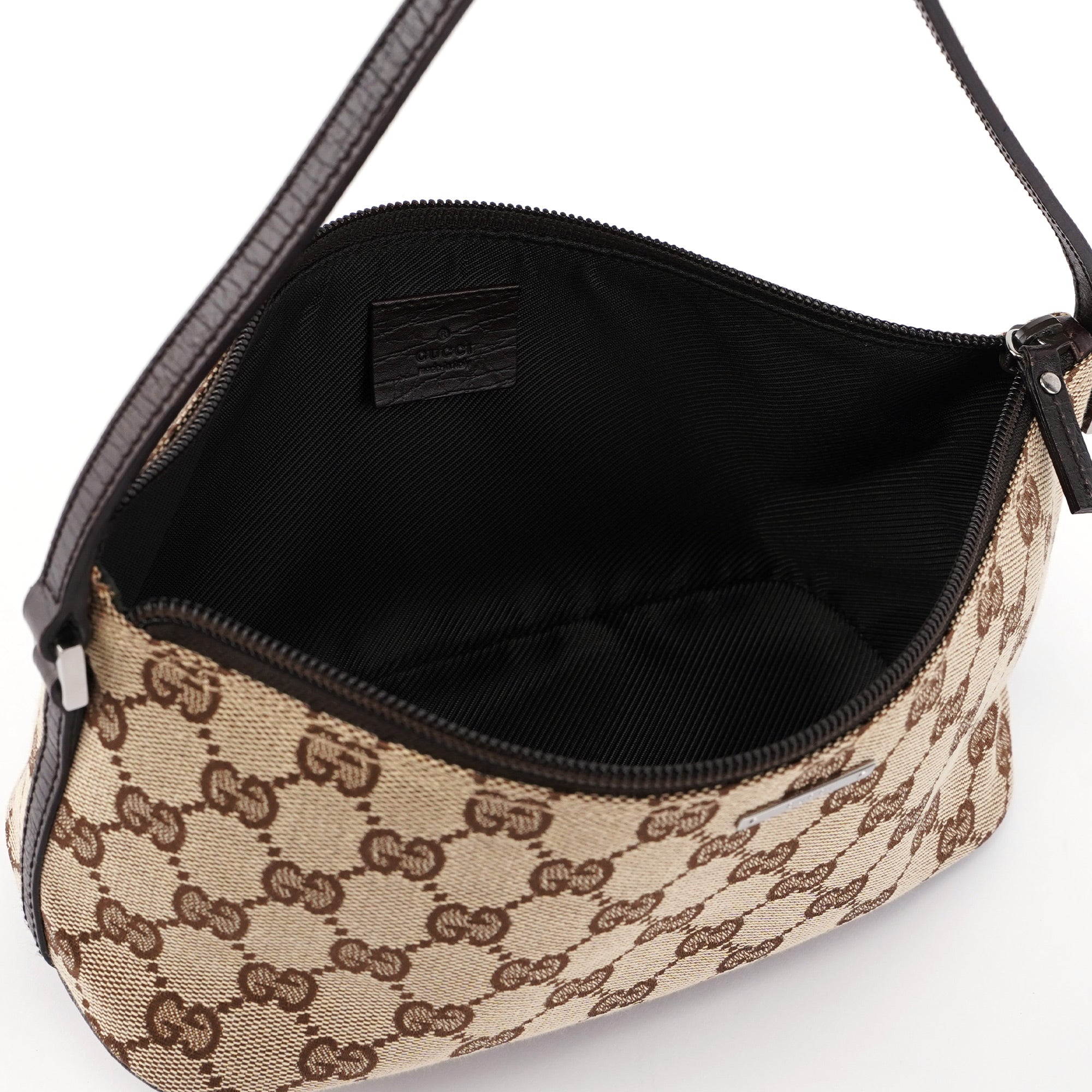 Gucci 07198 Beige Brown GG Boat Pochette