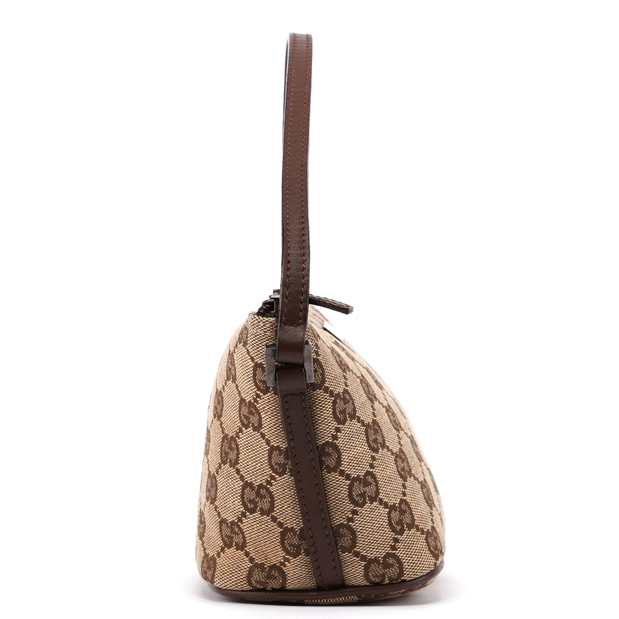 Gucci 07198 Beige Brown GG Boat Pochette