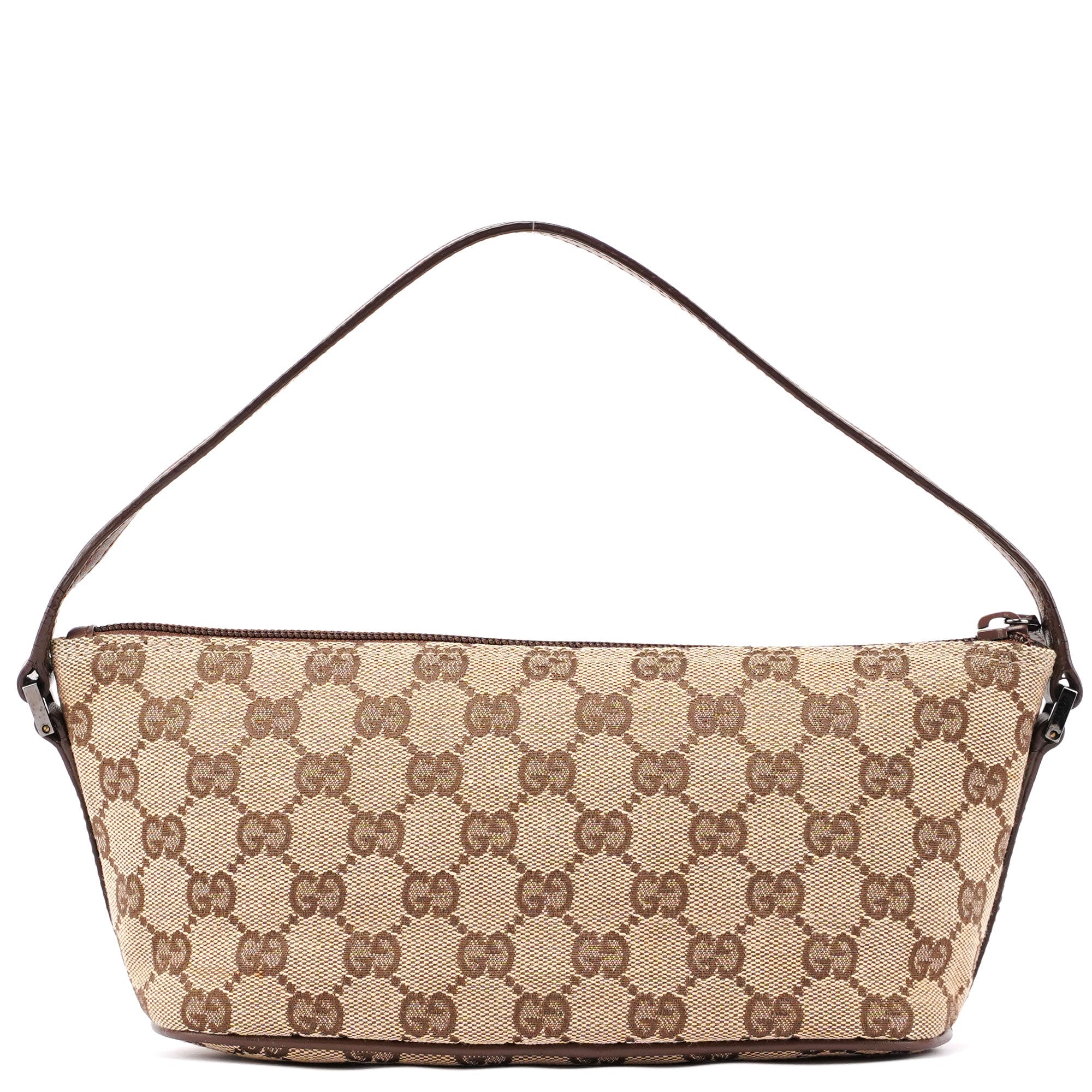 Gucci 07198 Beige Brown GG Boat Pochette