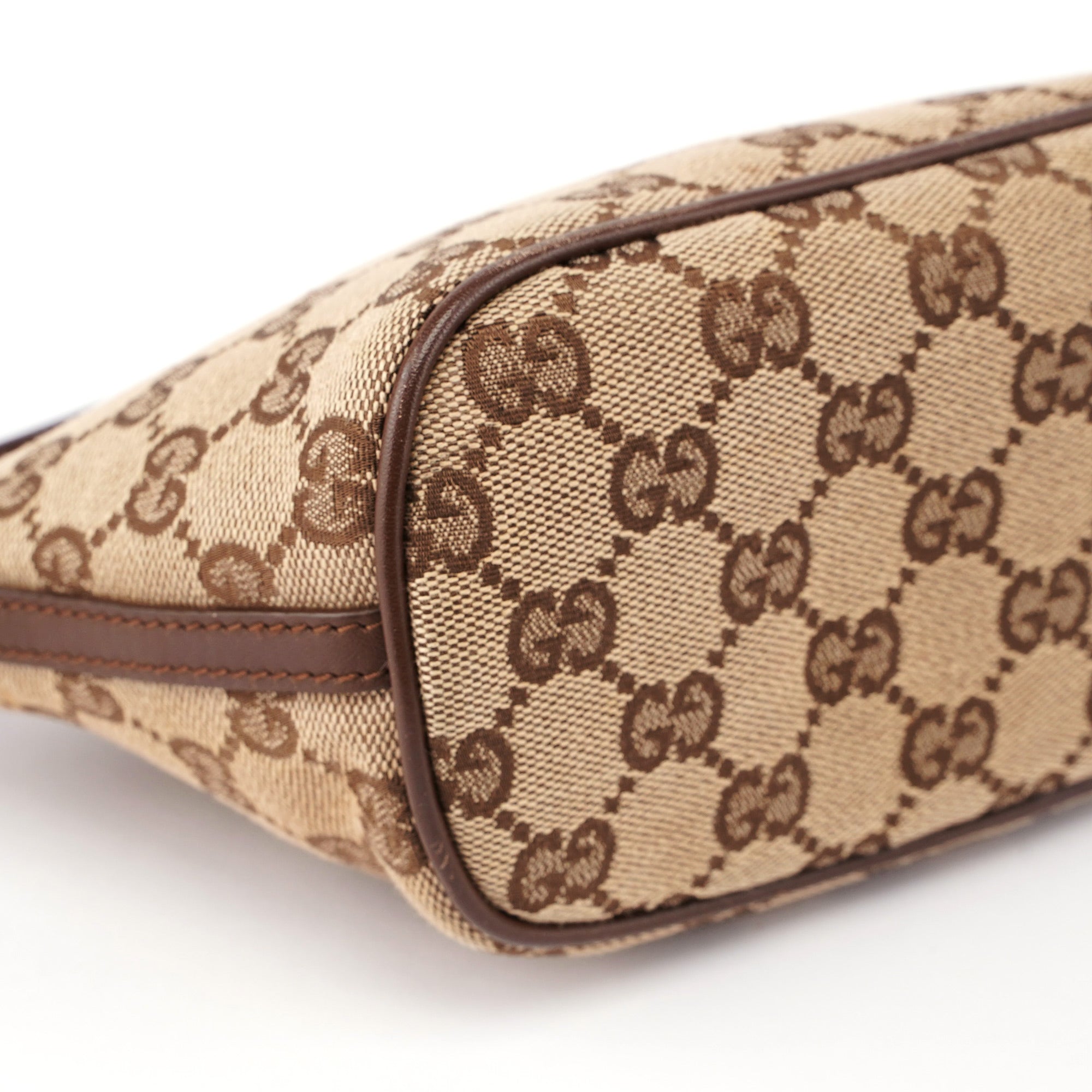 Gucci 07198 Beige Brown GG Boat Pochette