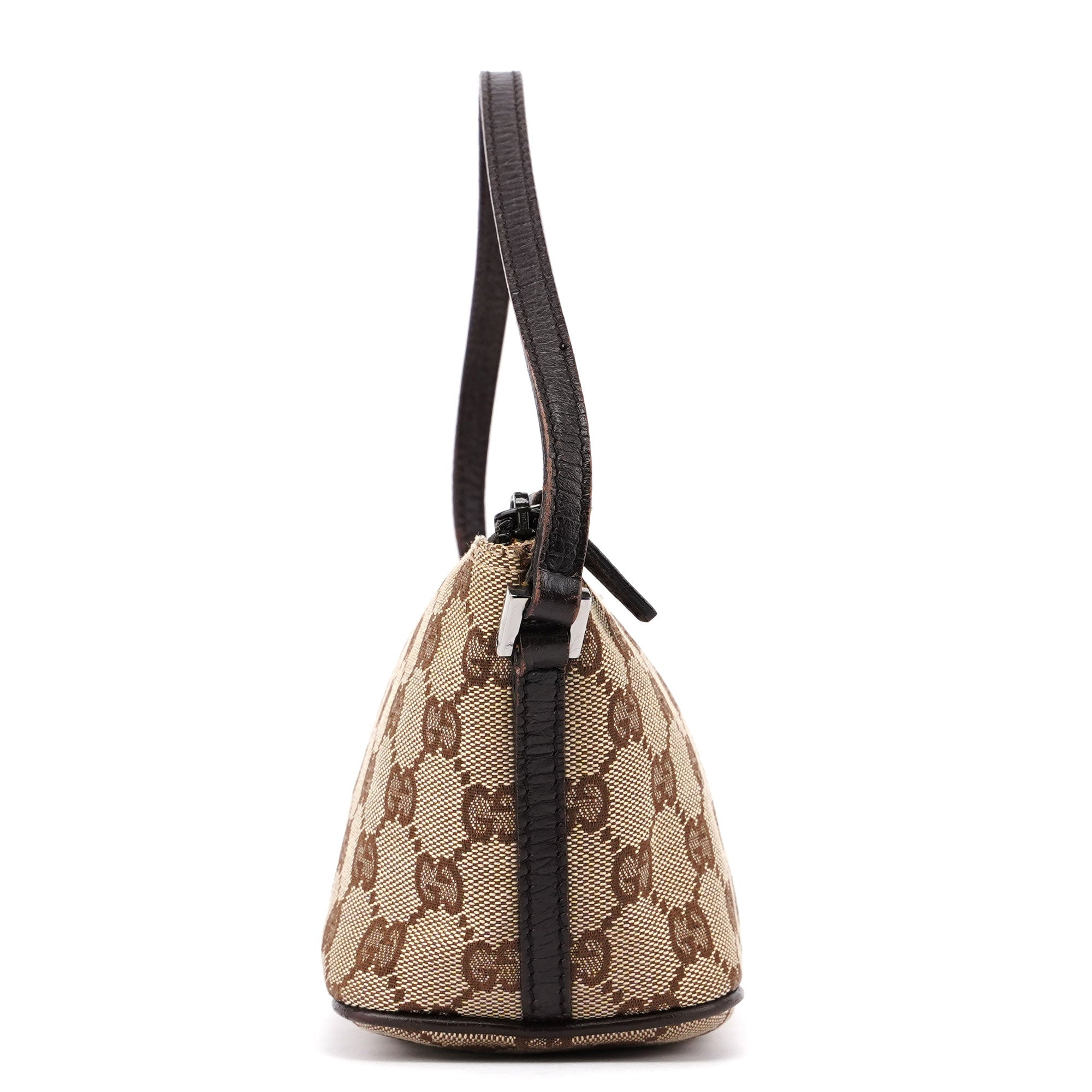 Gucci 07198 Beige Brown GG Boat Pochette