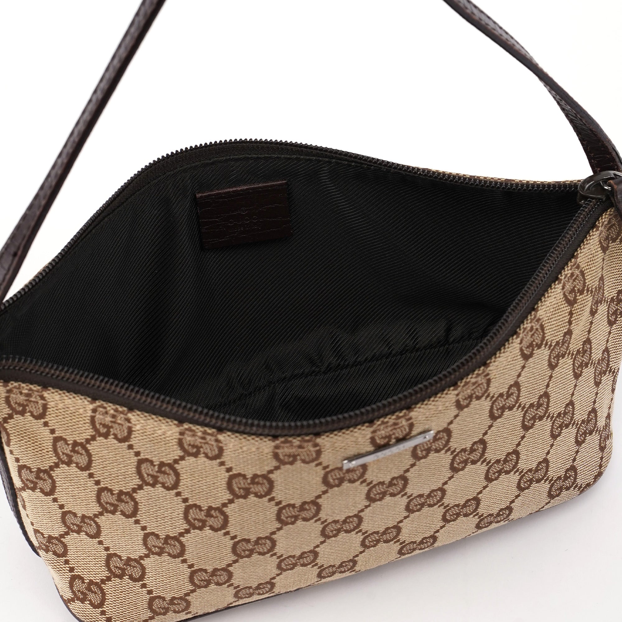 Gucci 07198 Beige Brown GG Boat Pochette