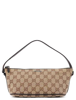 Gucci 07198 Beige Brown GG Boat Pochette