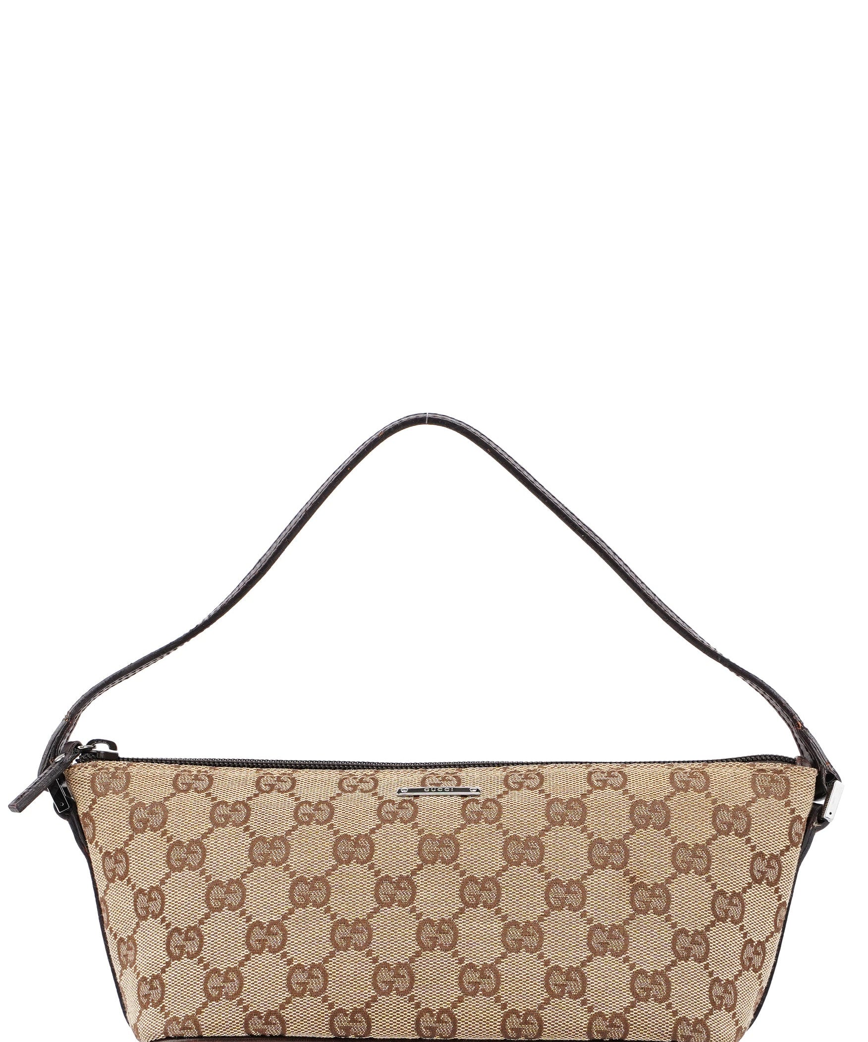 Gucci 07198 Beige Brown GG Boat Pochette