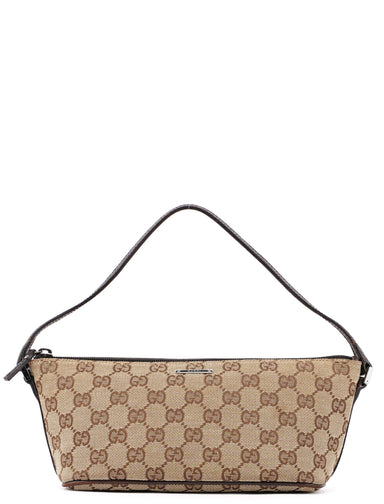 Gucci 07198 Beige Brown GG Boat Pochette