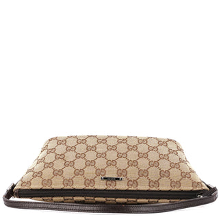 Gucci 07198 Beige Brown GG Boat Pochette